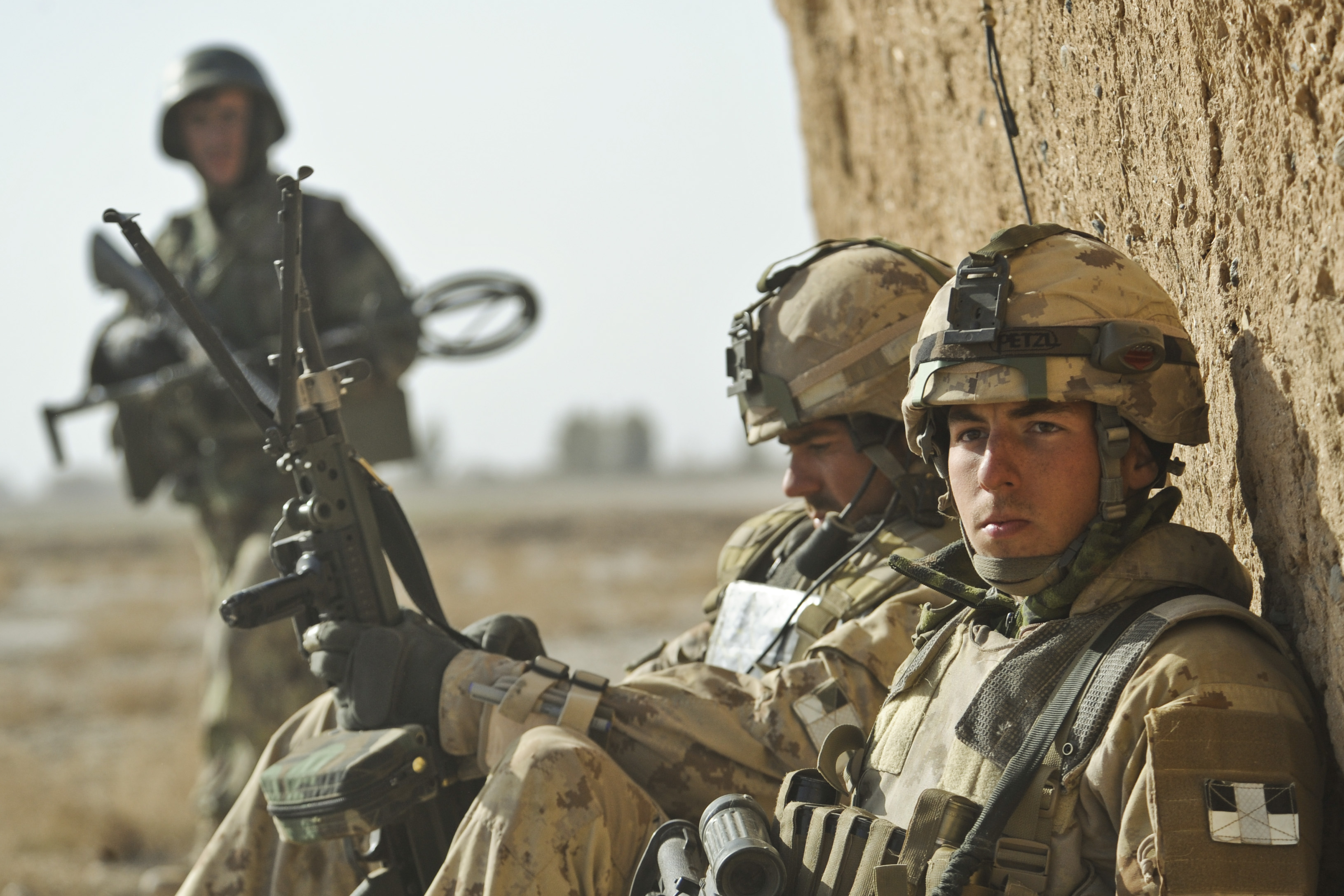 Canadian and Afghan national army soldiers patrol in Badula Qulp, Helmand province, Afghanistan, Feb. 17, 2010. Operation Moshtarak is an Afghan-led initiative to assert government authority in the centre of Helmand province. Afghan and ISAF partners are engaging in this counter- insurgency operation at the request of the Government of the Islamic Republic of Afghanistan and the Helmand provincial government. (U.S. Air Force photo by Tech. Sgt. Efren Lopez)