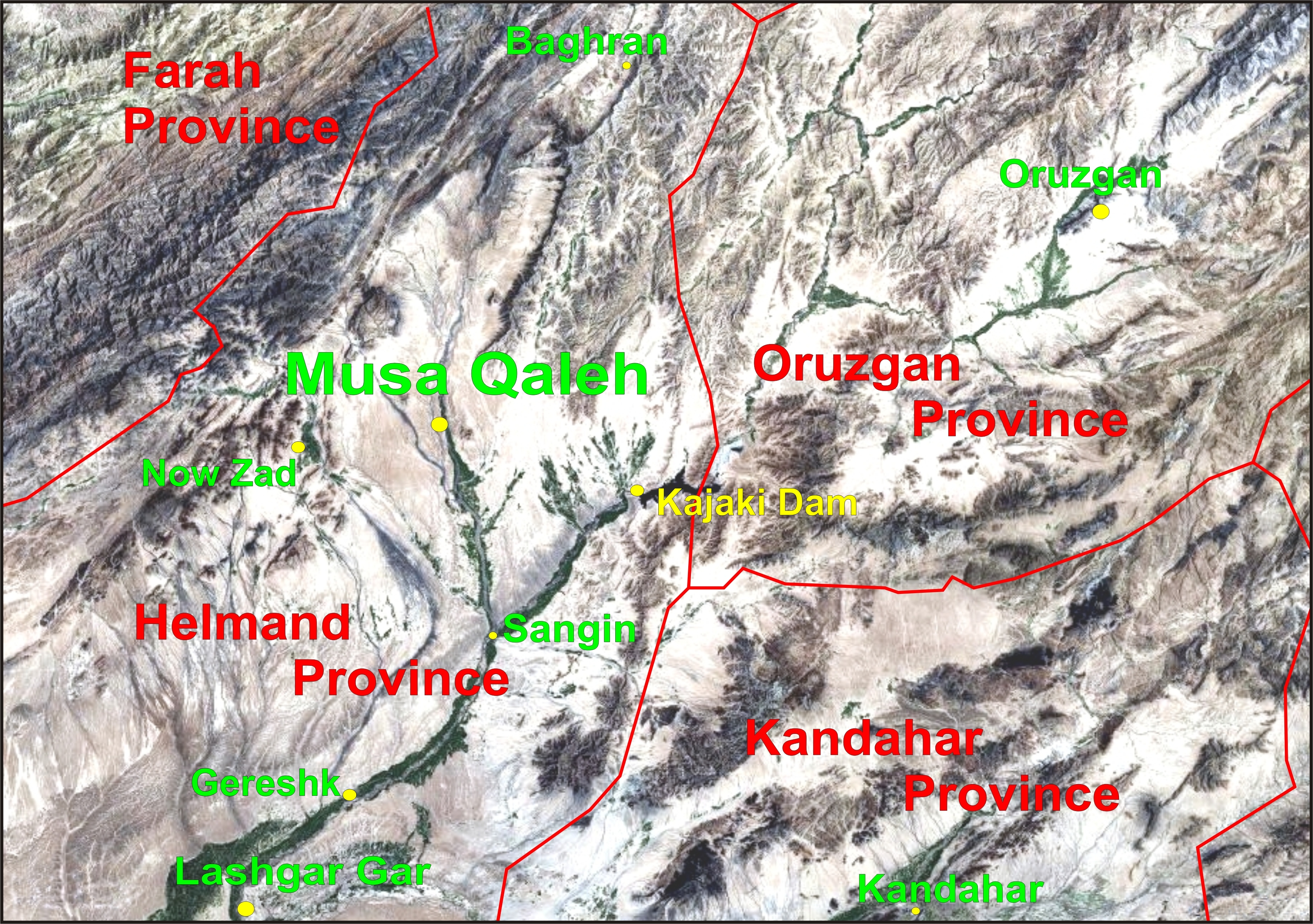 Northwest Helmand Province, Afghanistan. Overlay of names using CorelDraw