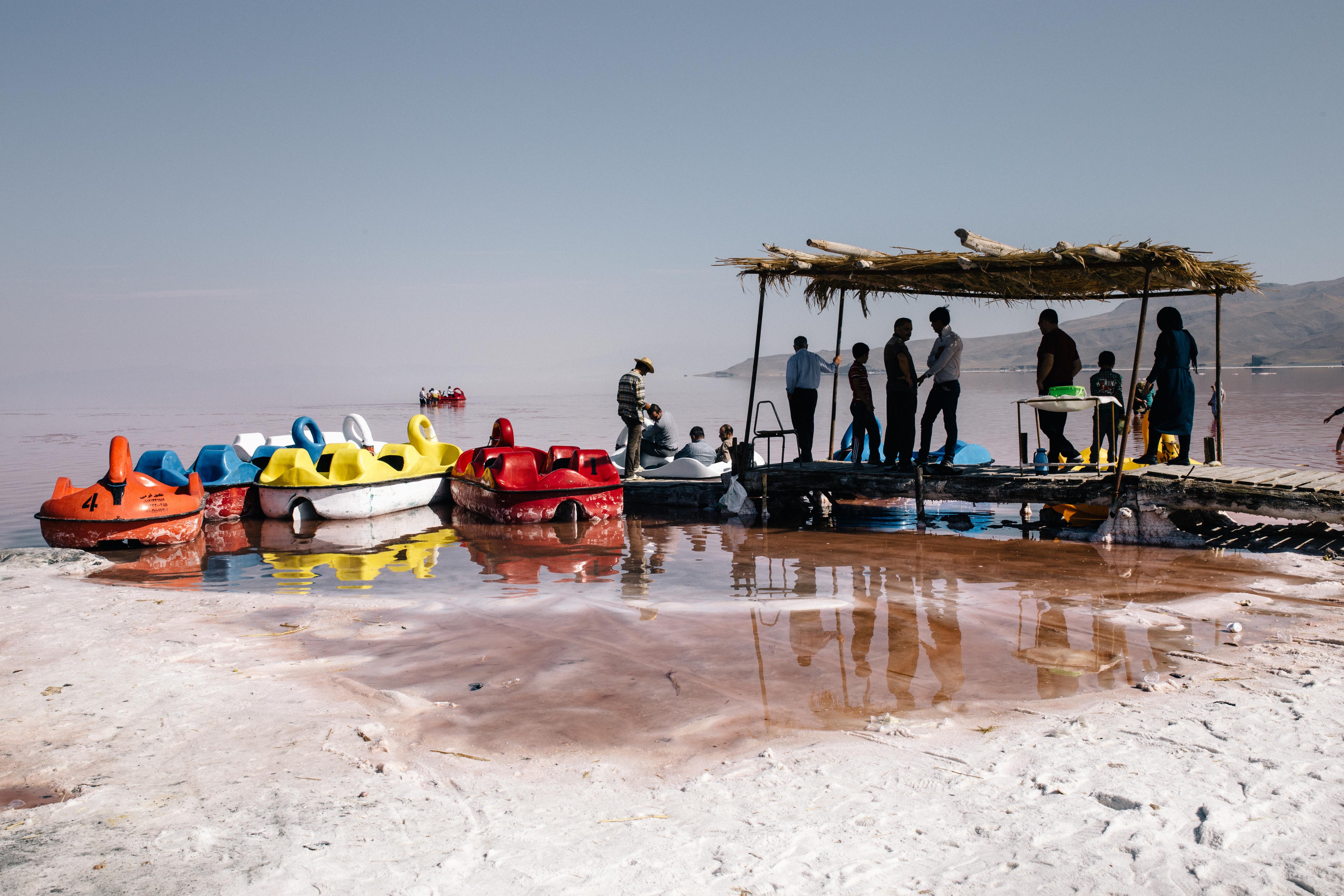 On holidays People come to see lake Urmia around" Shahid Kalantari" highway that still has water. The 15 km Shahid Kalantari highway is constructed by drying 85% of the boundary between the western-eastern sides of the lake. Construction of the highway has caused the northern and southern half disconnected and has made natural and fundamental changes in the hydrodynamic and ecological characteristics of the lake region. Urmia city|West-Azerbaijan|Iran