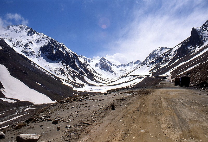 The pass of Salang, approximately 3800 meters high, in the mountains of the Hindu Kush. This road, constructed by the Russians, connects Kabul with Mazar-e-Sharif in the north.
