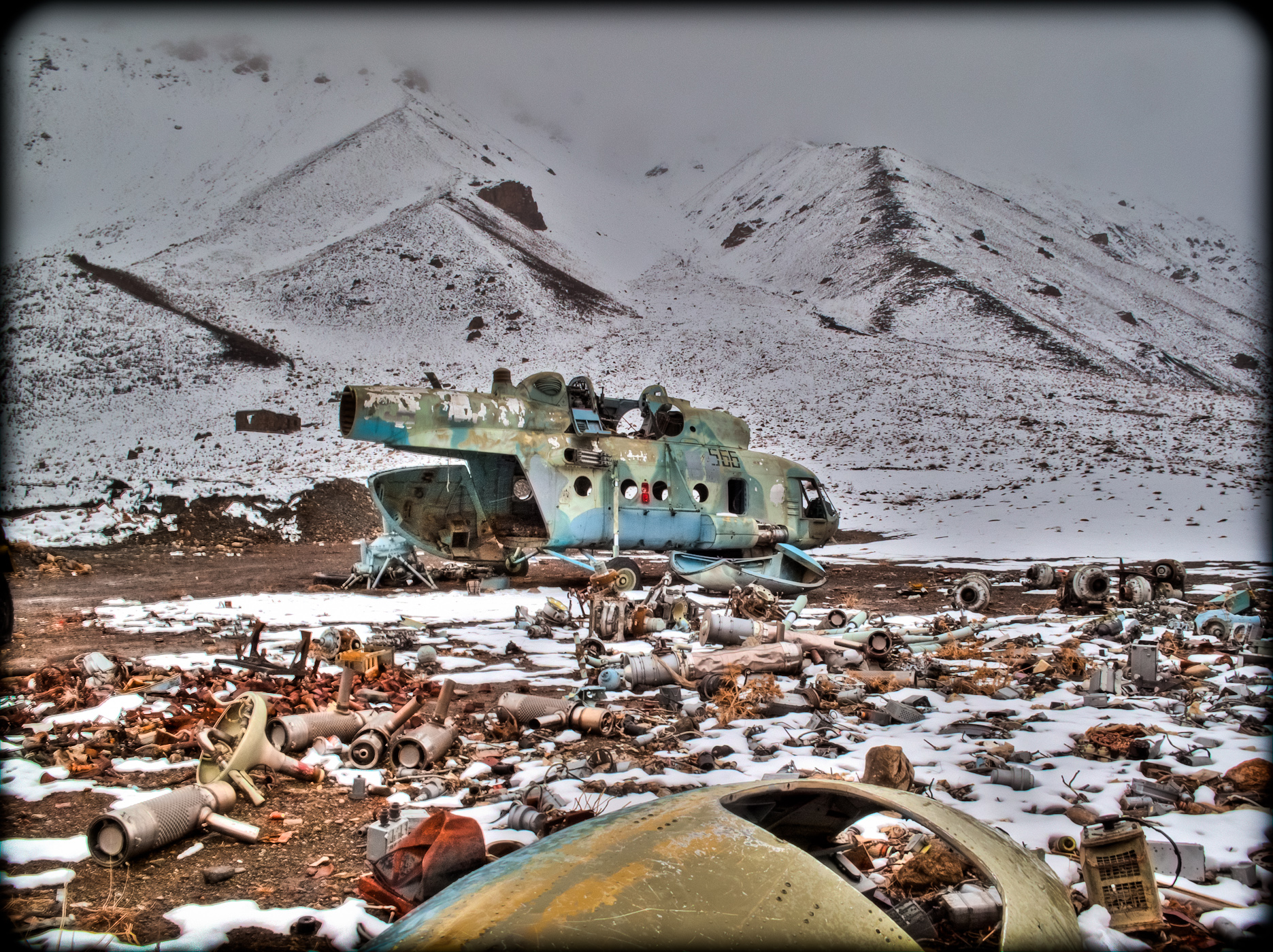 Remains of crashed Soviet Mi-8 in Panjshir, Afghanistan