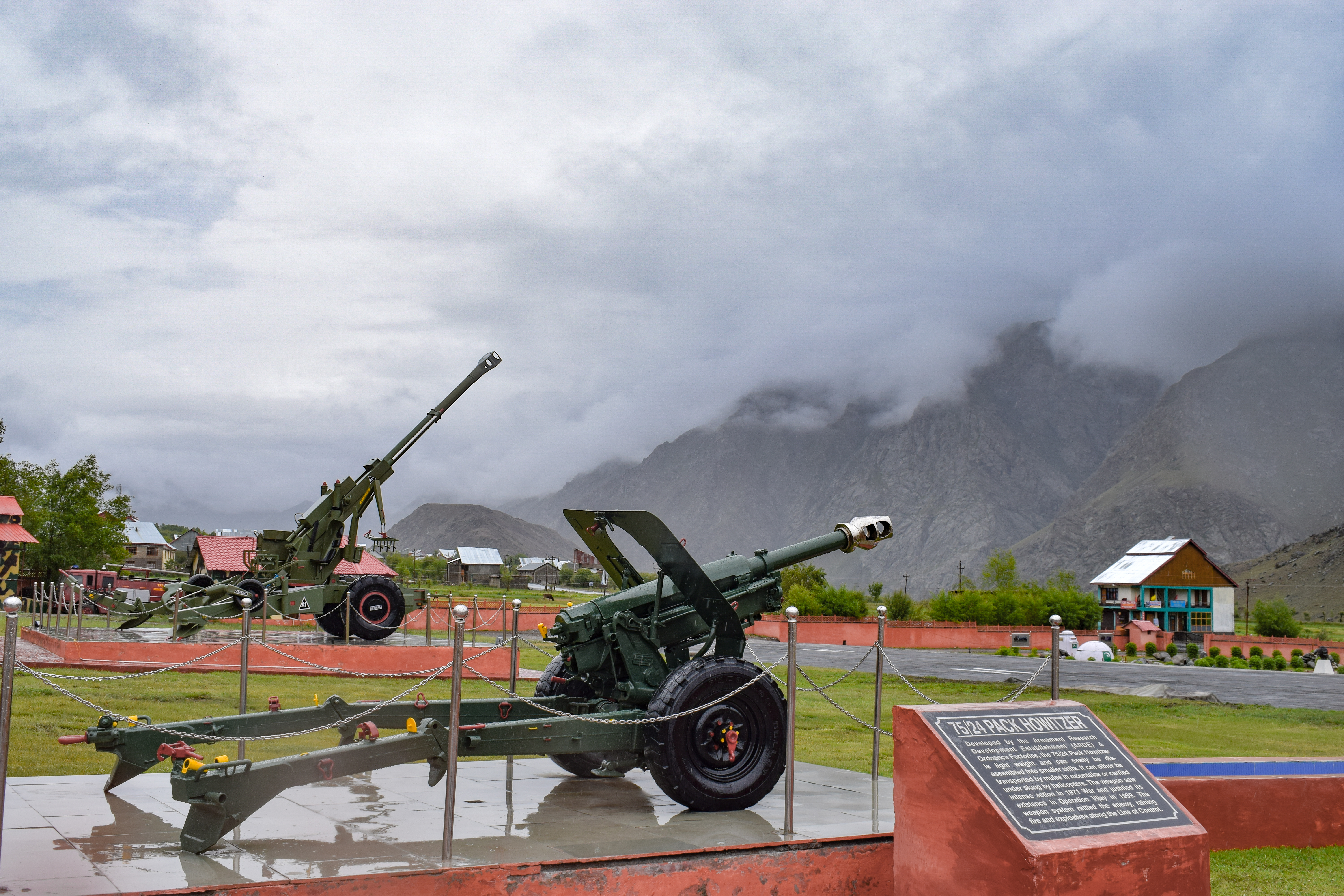 Weapons Used in operation Vijay, kept at Kargil War Memorial, Drass