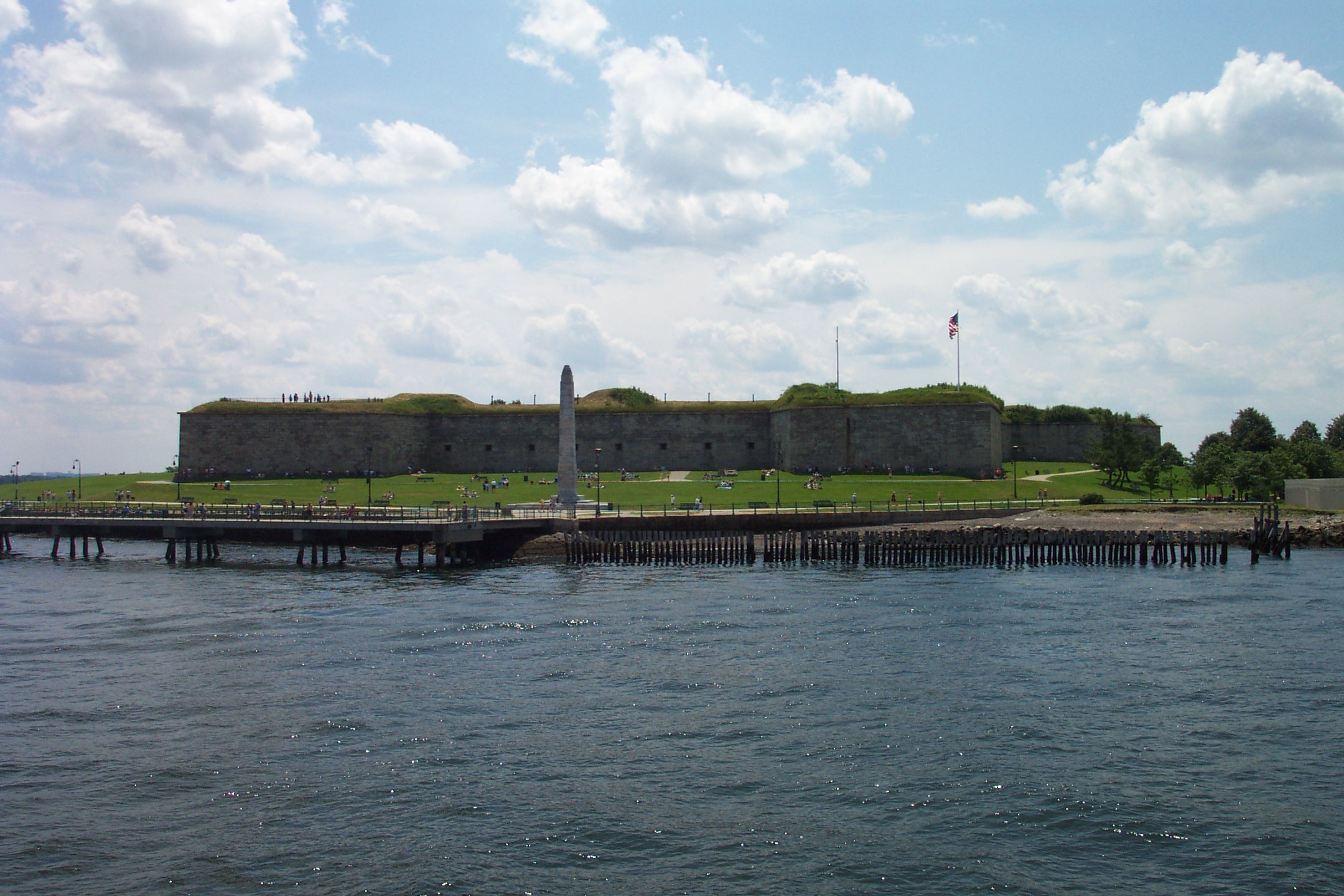 Fort Independence, on Castle Island, in the harbor approaches to Boston, Massachusetts. For more information see the Wikipedia article w:en:Castle Island.