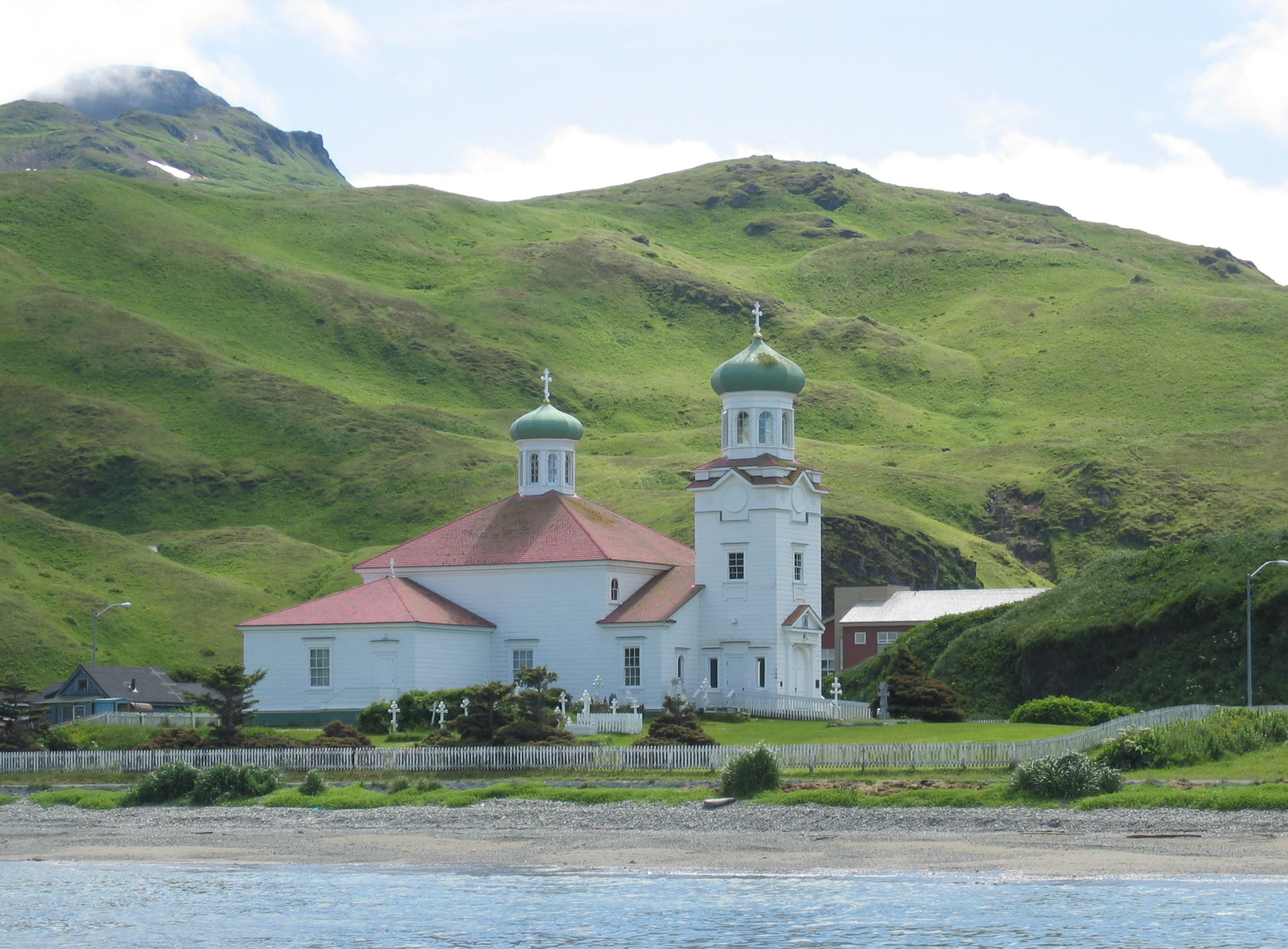Russian Orthodox Church on Unalaska Island, one of Aleutian islands.Russian Orthadox Church