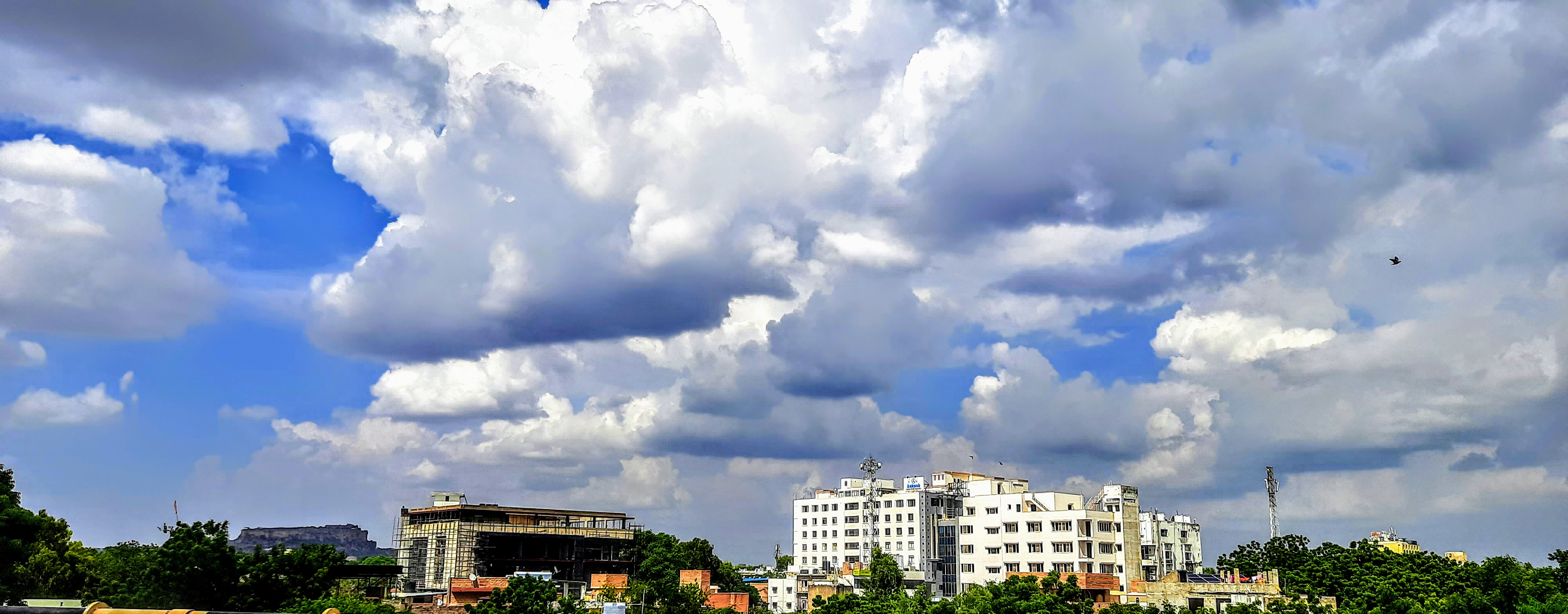 View of Mehrangarh Fort and PWD Colony Skyline from Veer Durgadas Bridge , Jodhpur Rajasthan