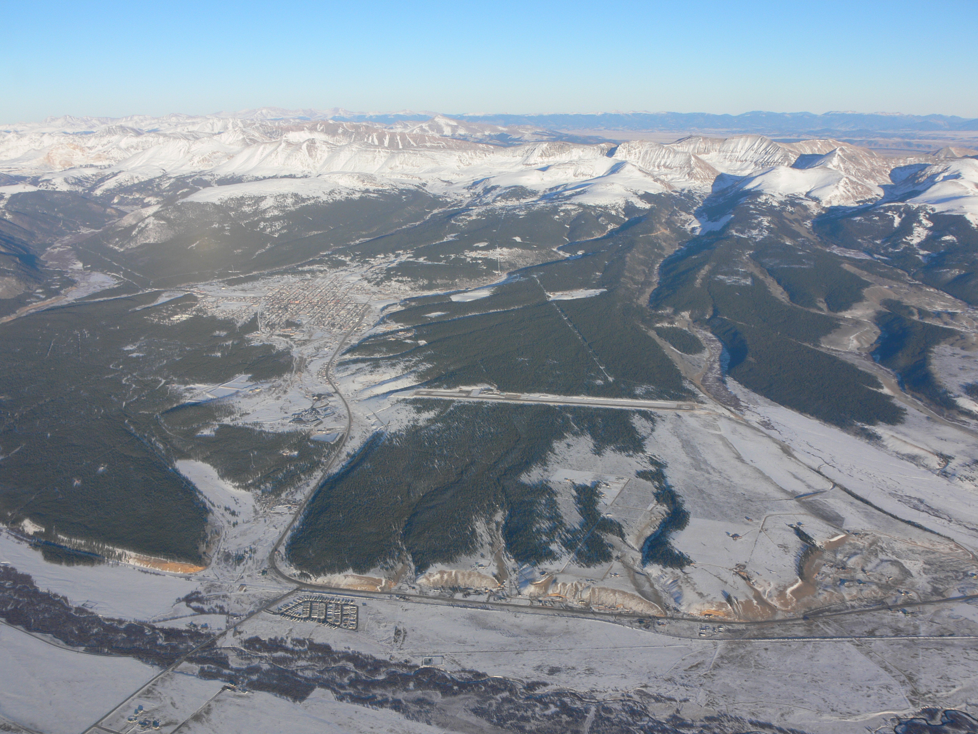 Aerial view of the Lake County Airport, Leadville, Colorado, December 2006