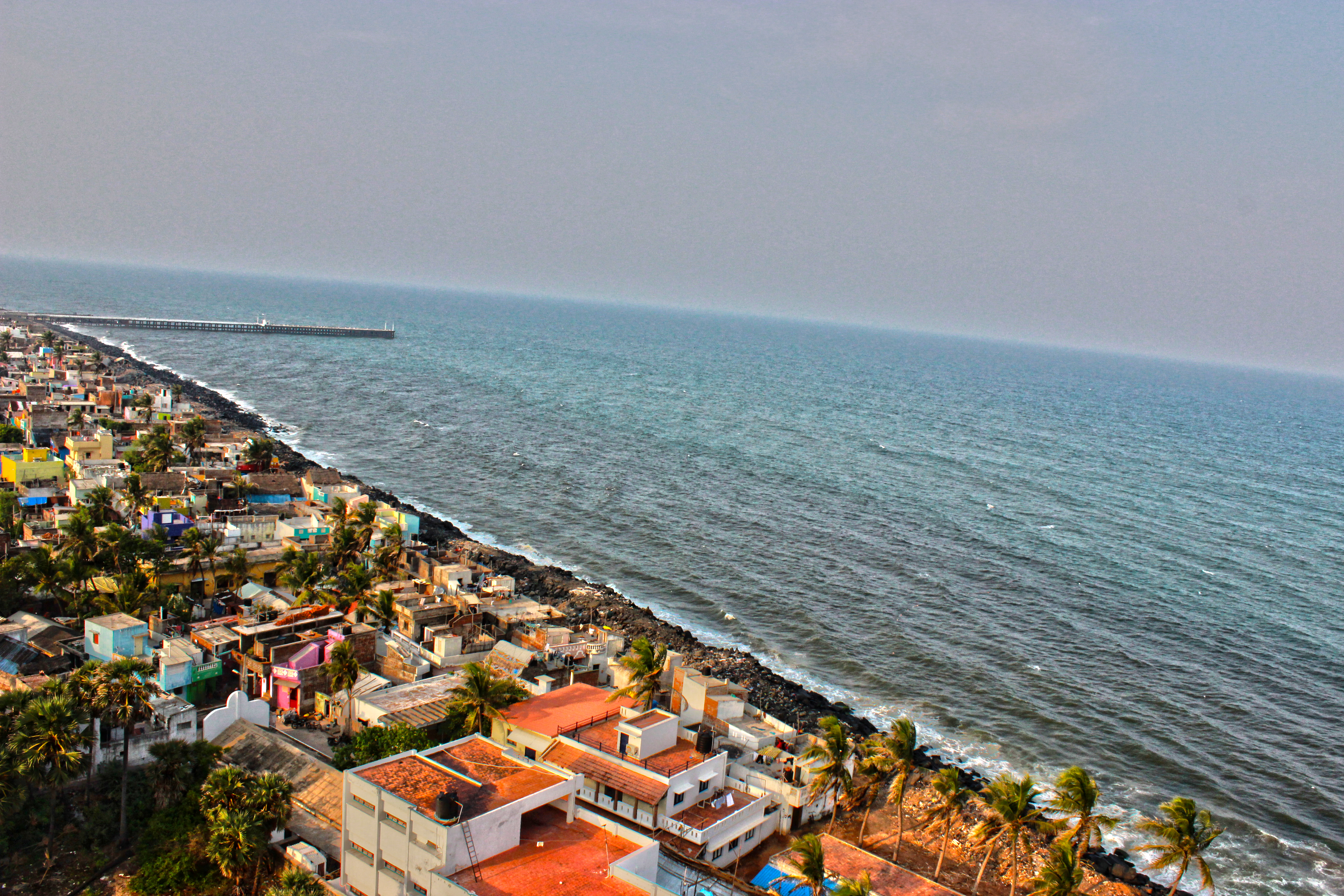 View of Pondicherry beach from light house