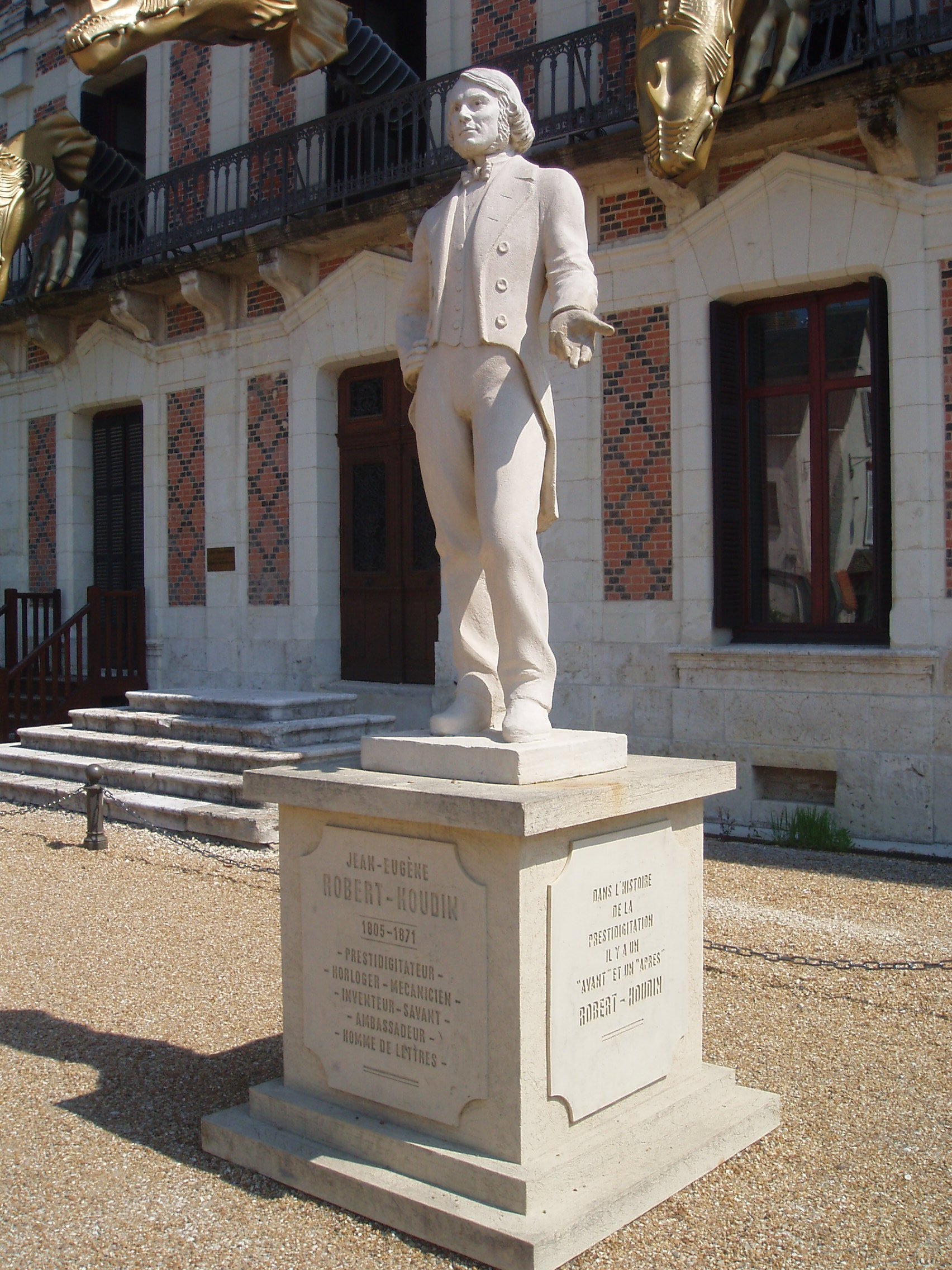 Statue of Jean Eugène Robert-Houdin in Blois, France, in front of his house which is now a museum.