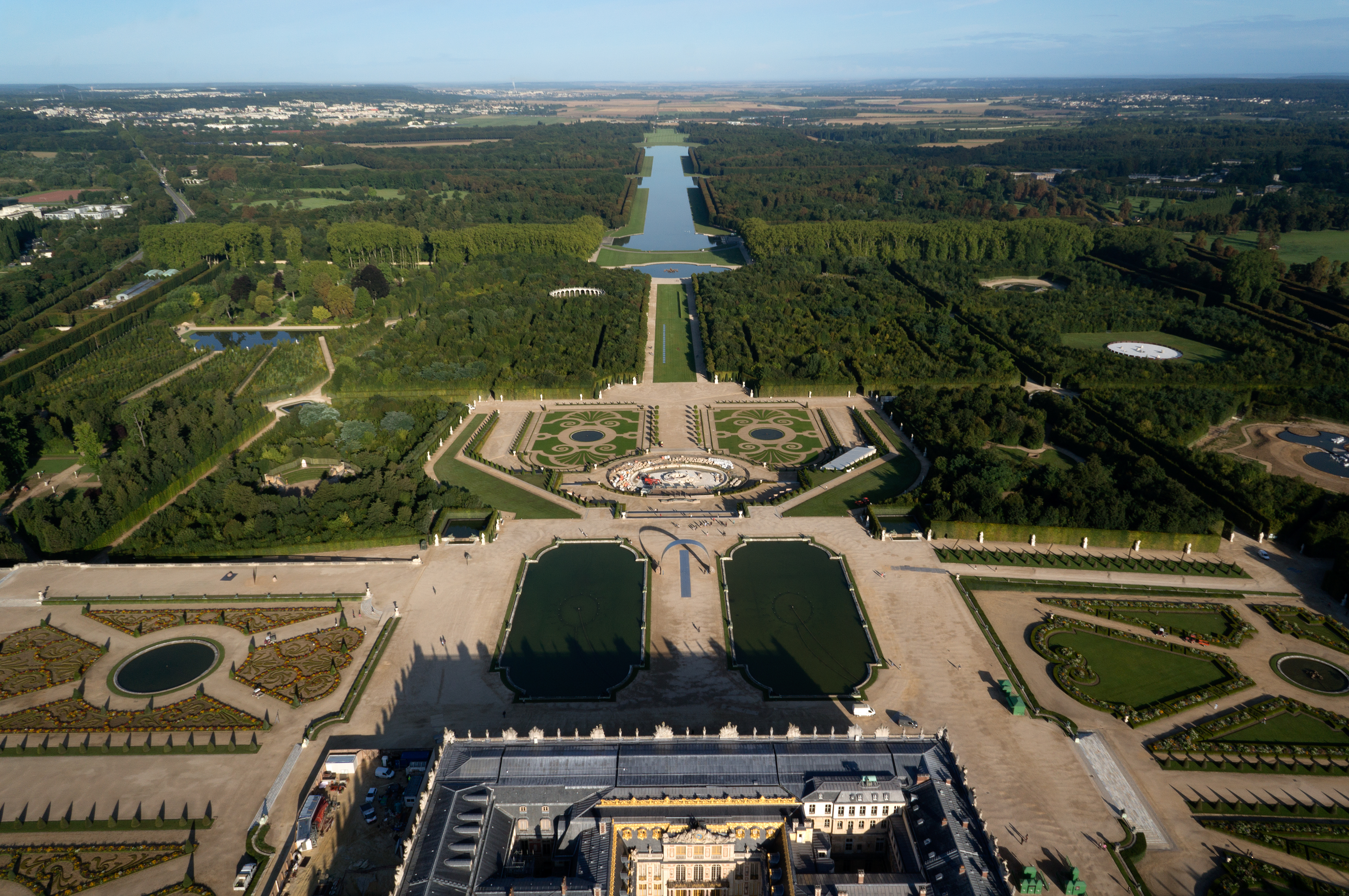 Aerial view of the Palace of Versailles, France