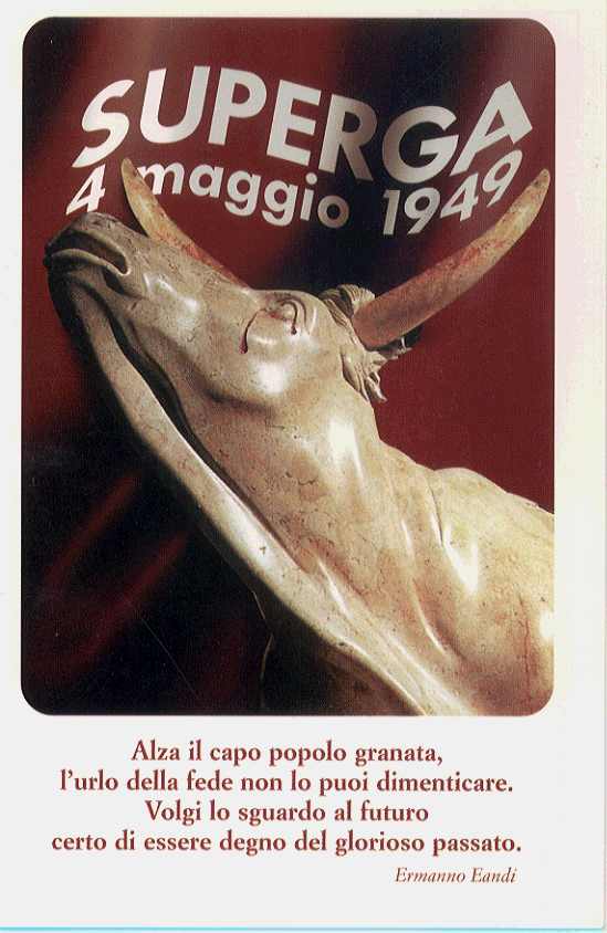 Pictures of Ermanno Eandi in memory tragedy of Superga where is dead the "grande Torino"