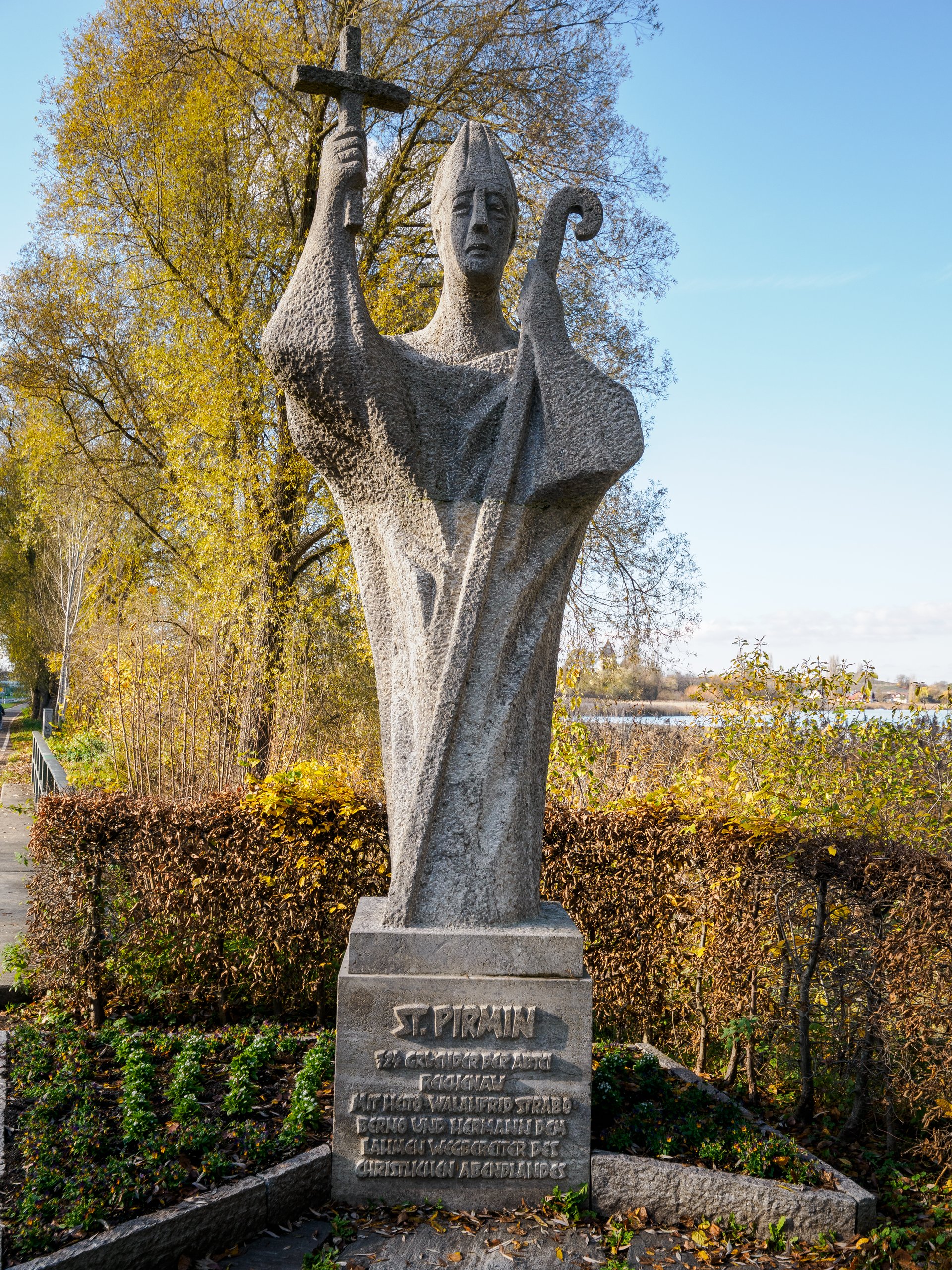 Reichenau Island: Monument of St. Priminuis, founder of Reichenau Abbey