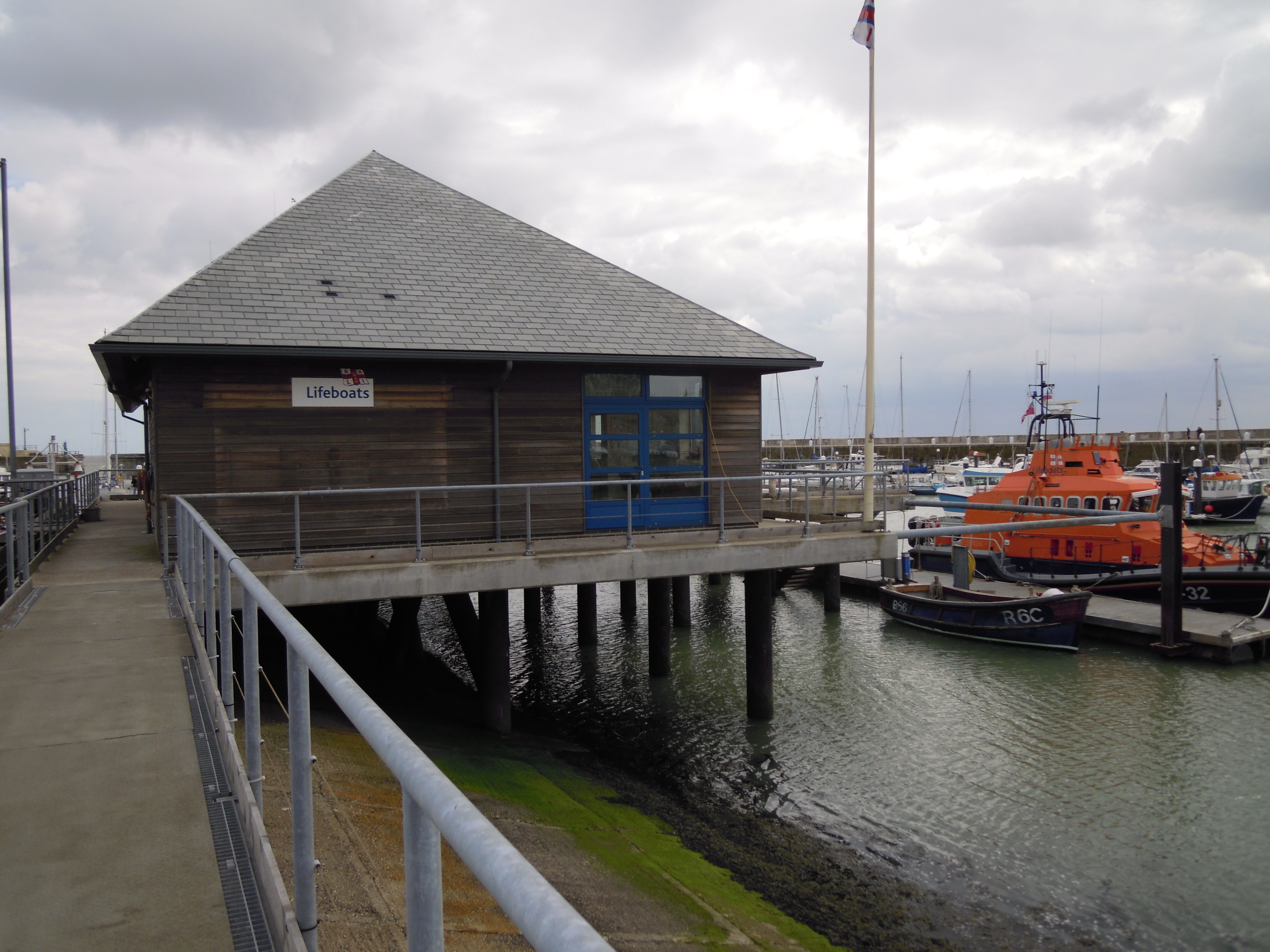 Ramsgate Lifeboat station and Pontoon, Western Crosswall, Ramsgate Royal Harbour, Ramsgate, Kent, UK