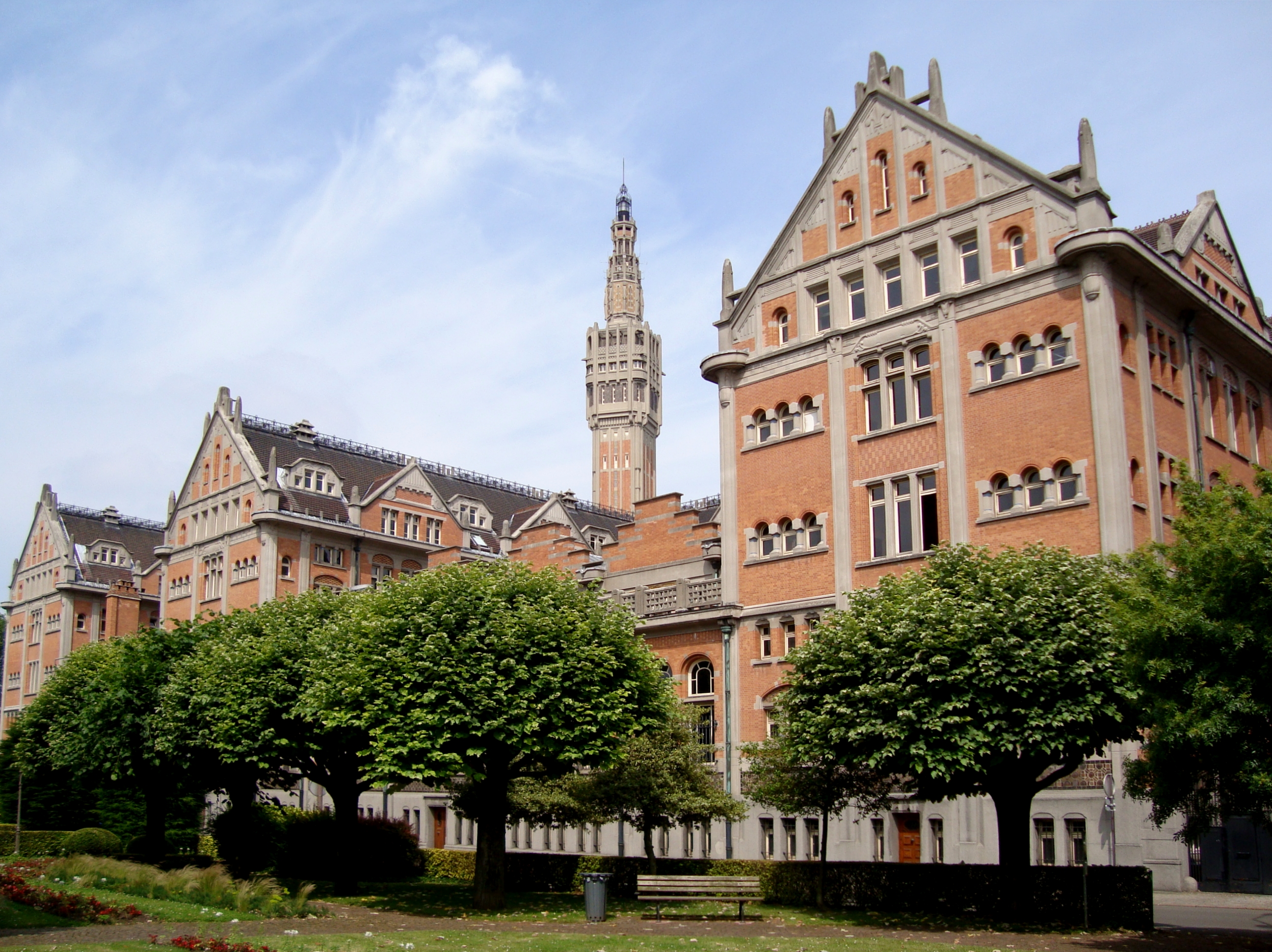 Vue arrière de l'hôtel de ville de Lille (Nord).