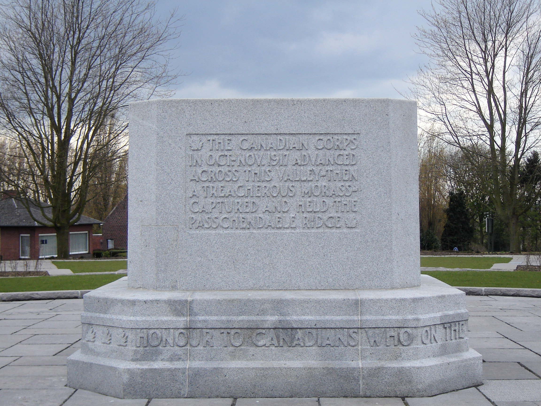 Crest Farm Canadian Memorial in Passendale. Passendale, Zonnebeke, West Flanders, Belgium