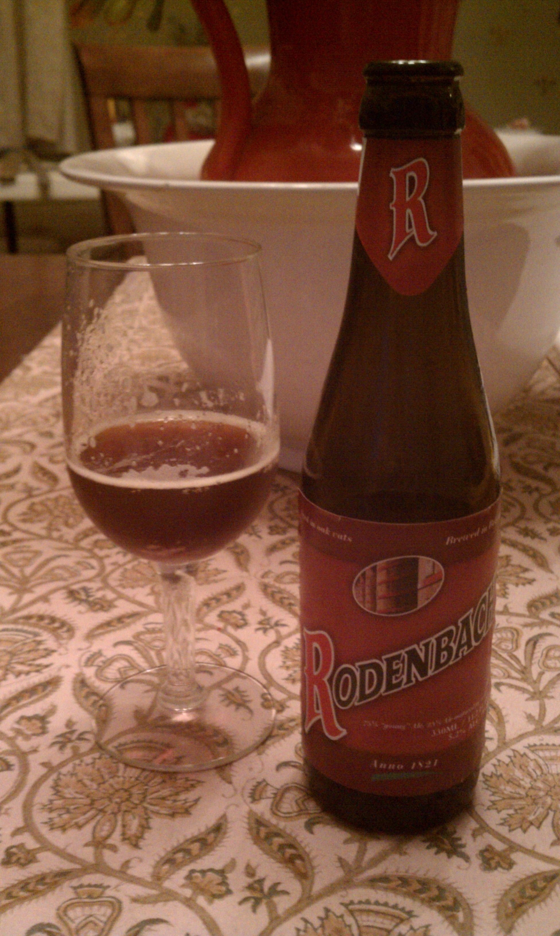 A sour ale from the Rodenbach Brewery, with bottle.