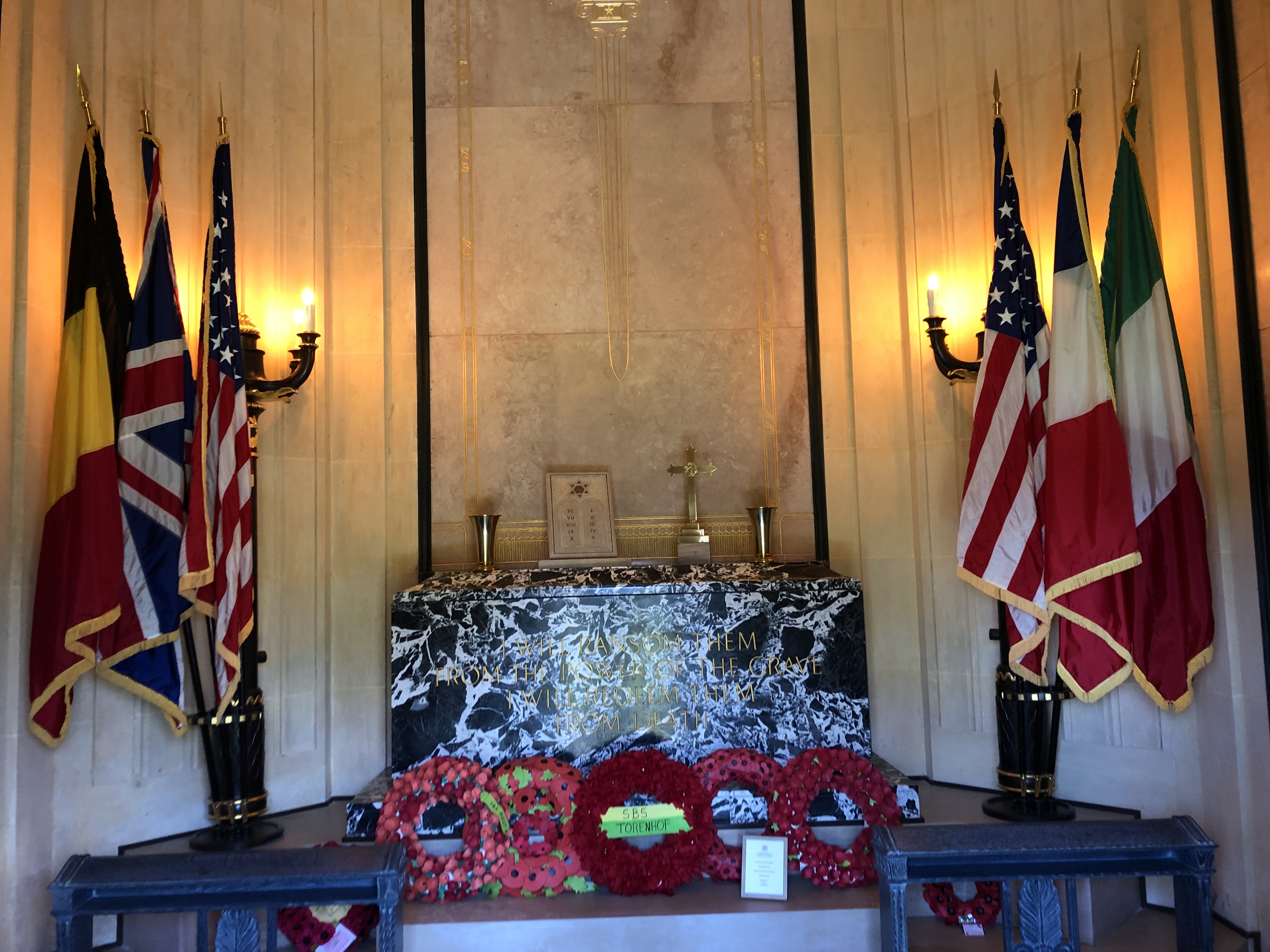 The altar inside the chapel at the Flanders Field American Cemetery.