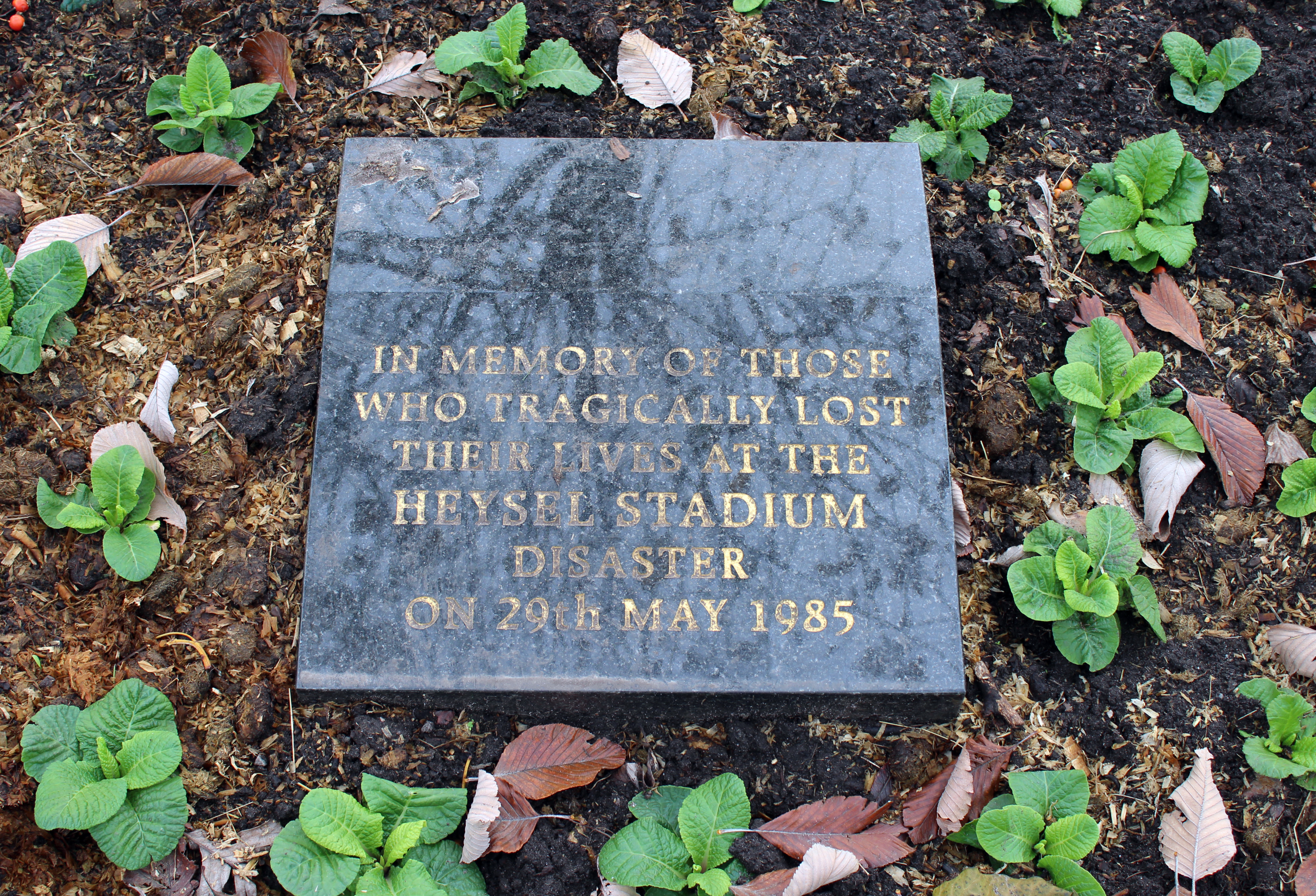 Memorial to those who died in the Heysel Stadium disaster of 1985