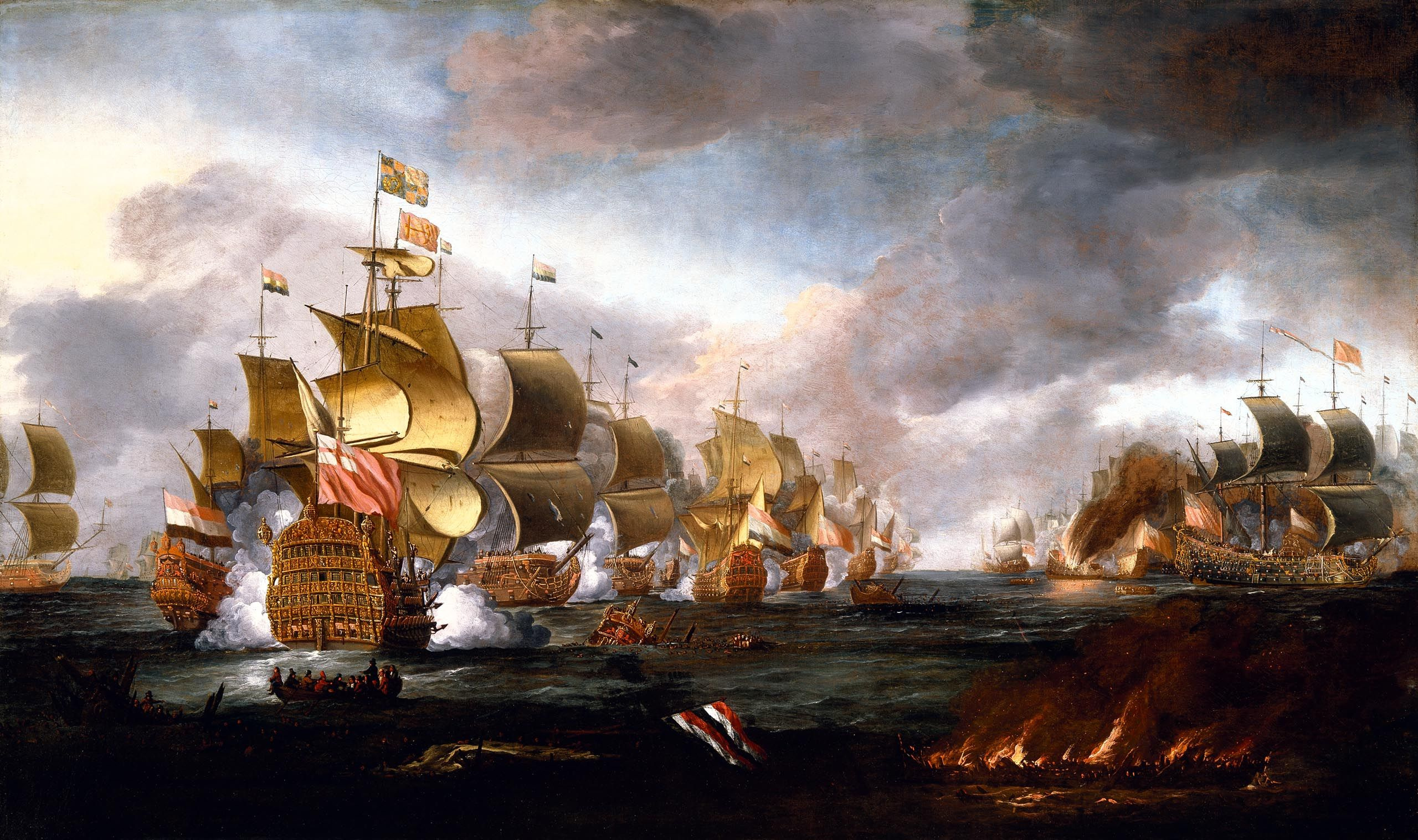 The Battle of Lowestoft, 3 June 1665: Engagement between the English and Dutch Fleets.