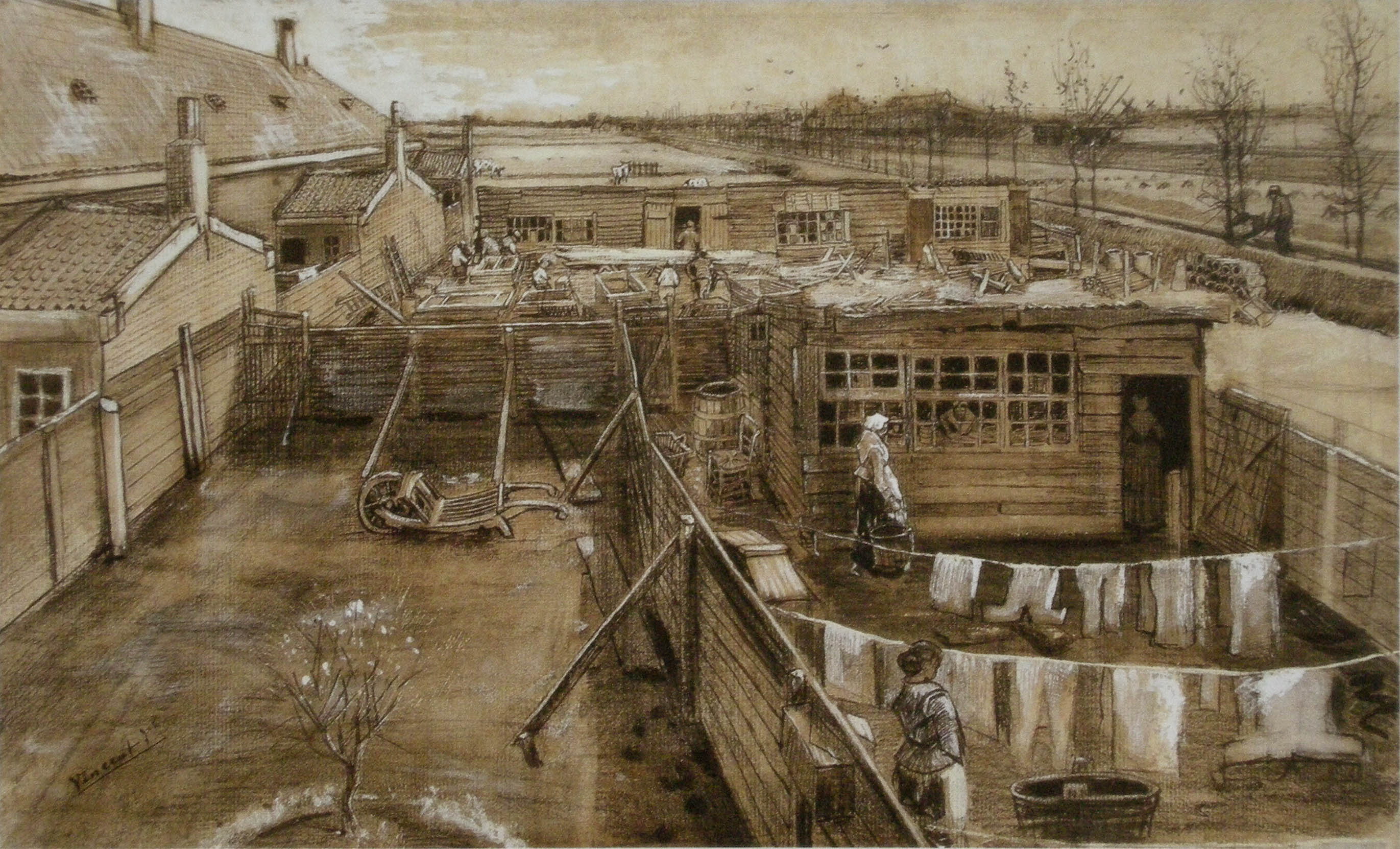 Van Gogh 1882-05 The Hague - Carpenter's Yard and Laundry F 939 JH 150.jpg