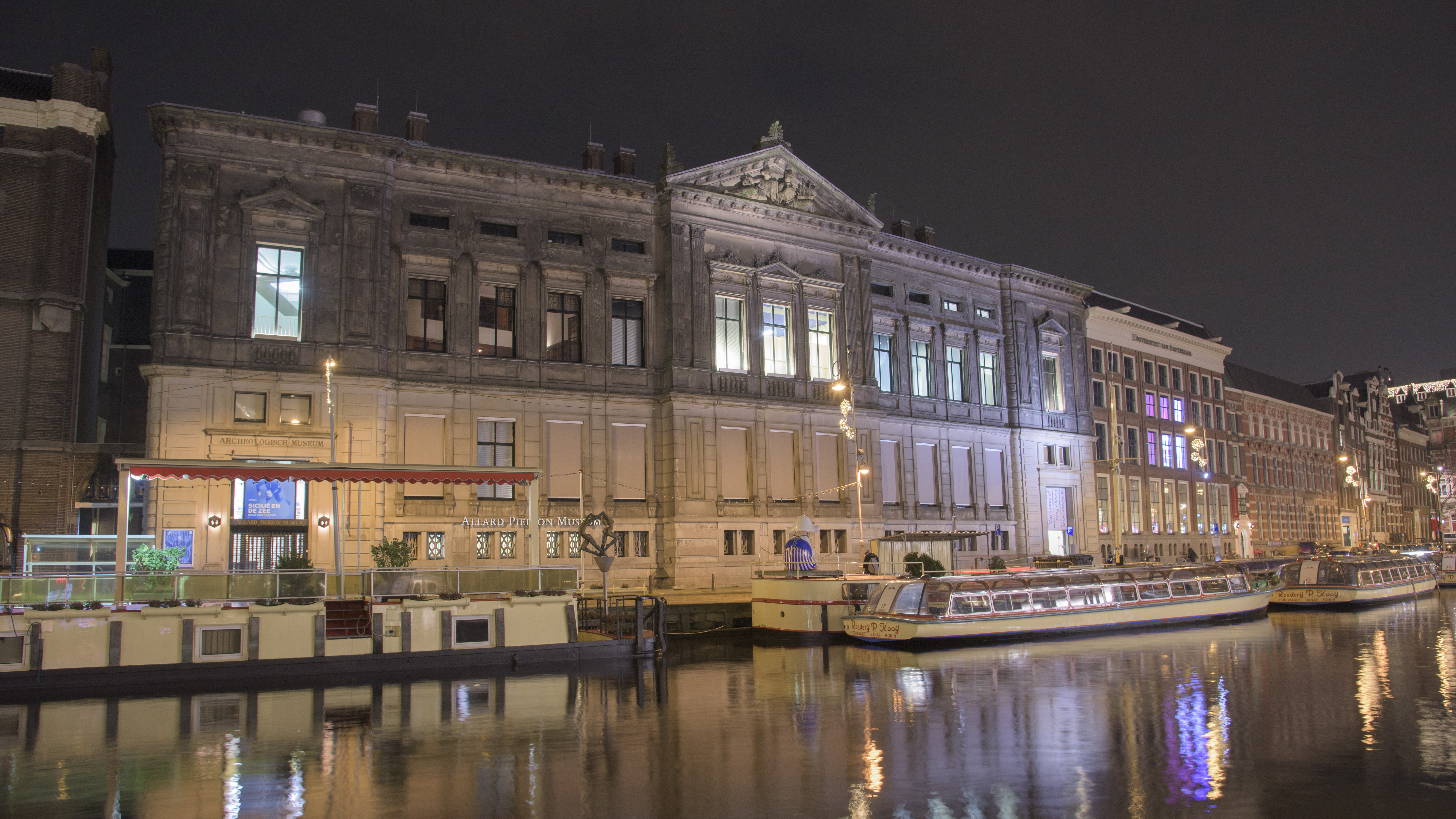 Allard Pierson Museum Amsterdam photographed at night.