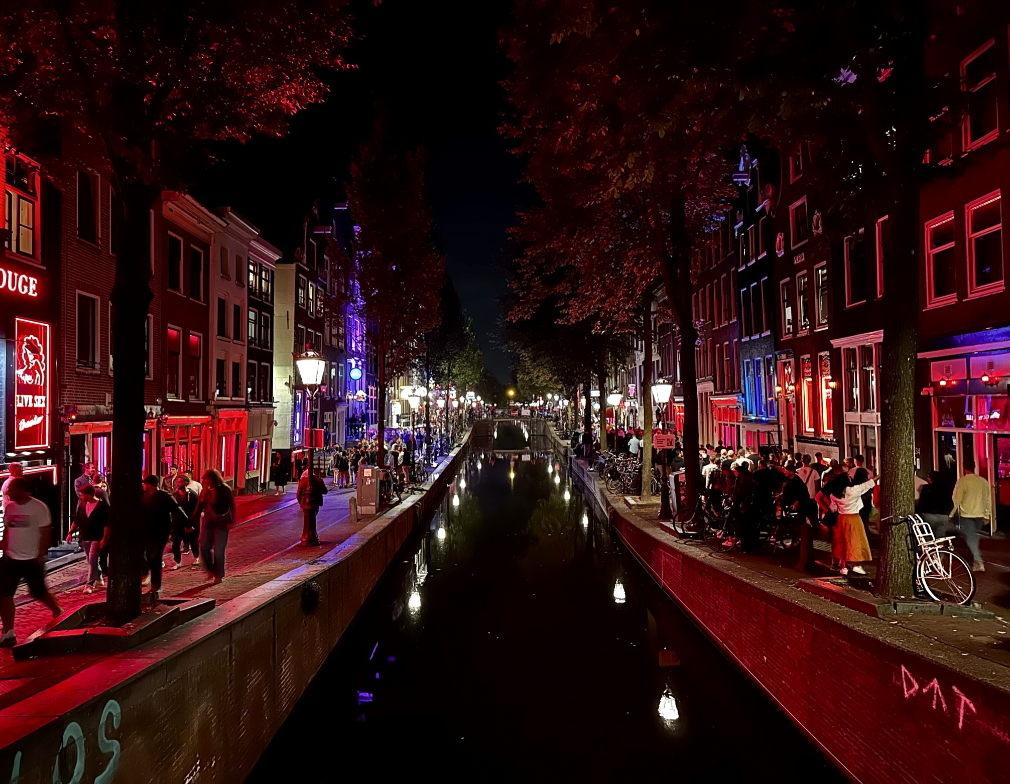 Oudezijds Achterburgwal in the red-light district (De Wallen)