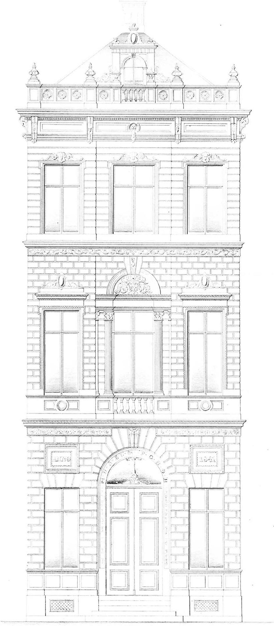 Museum Fodor (now Fotografiemuseum Amsterdam), Keizersgracht 609, Amsterdam, front elevation. 1861-1863.