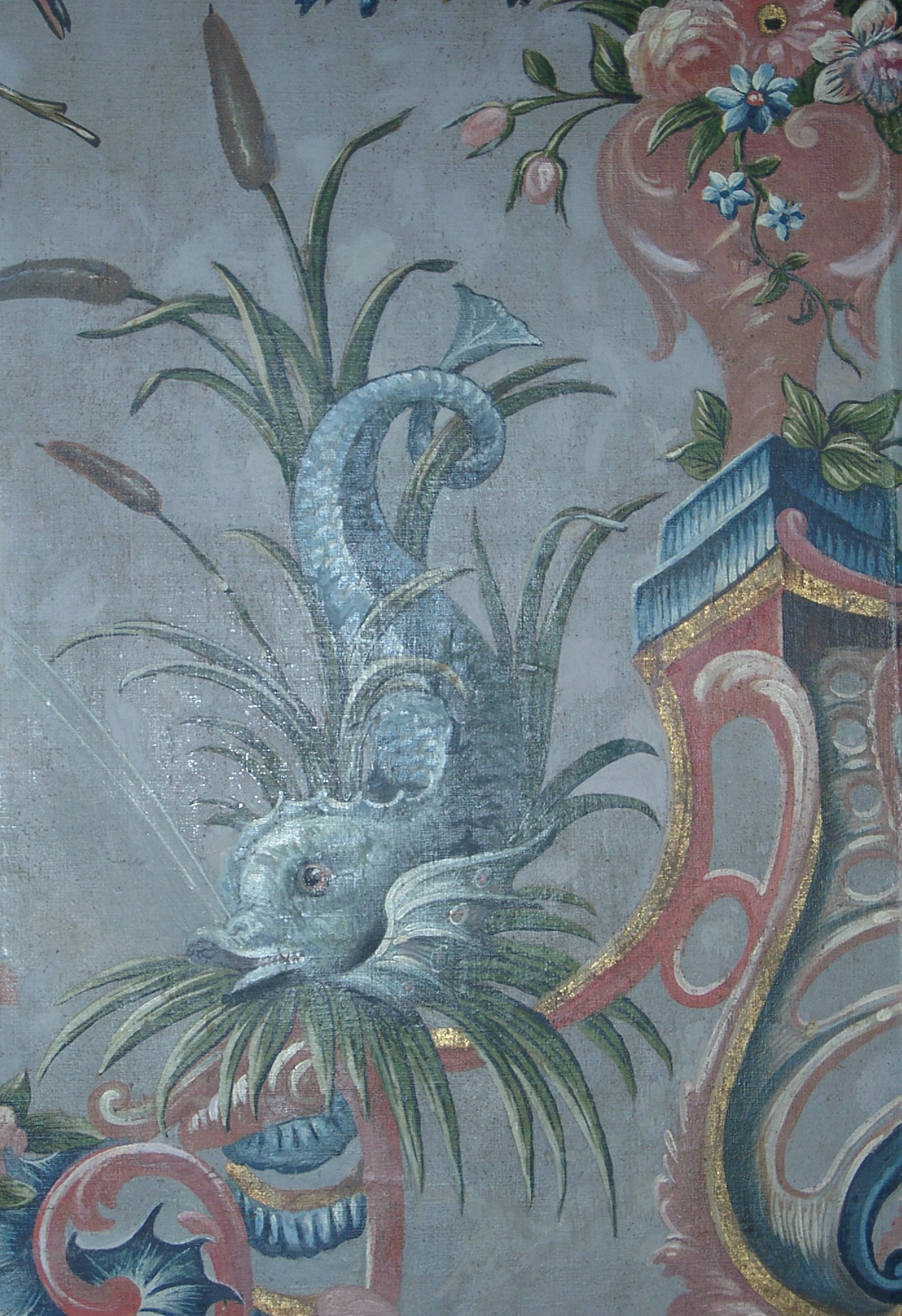 Detail rococo wallpaper in Museum Geelvinck-Hinlopen Huis, Amsterdam
