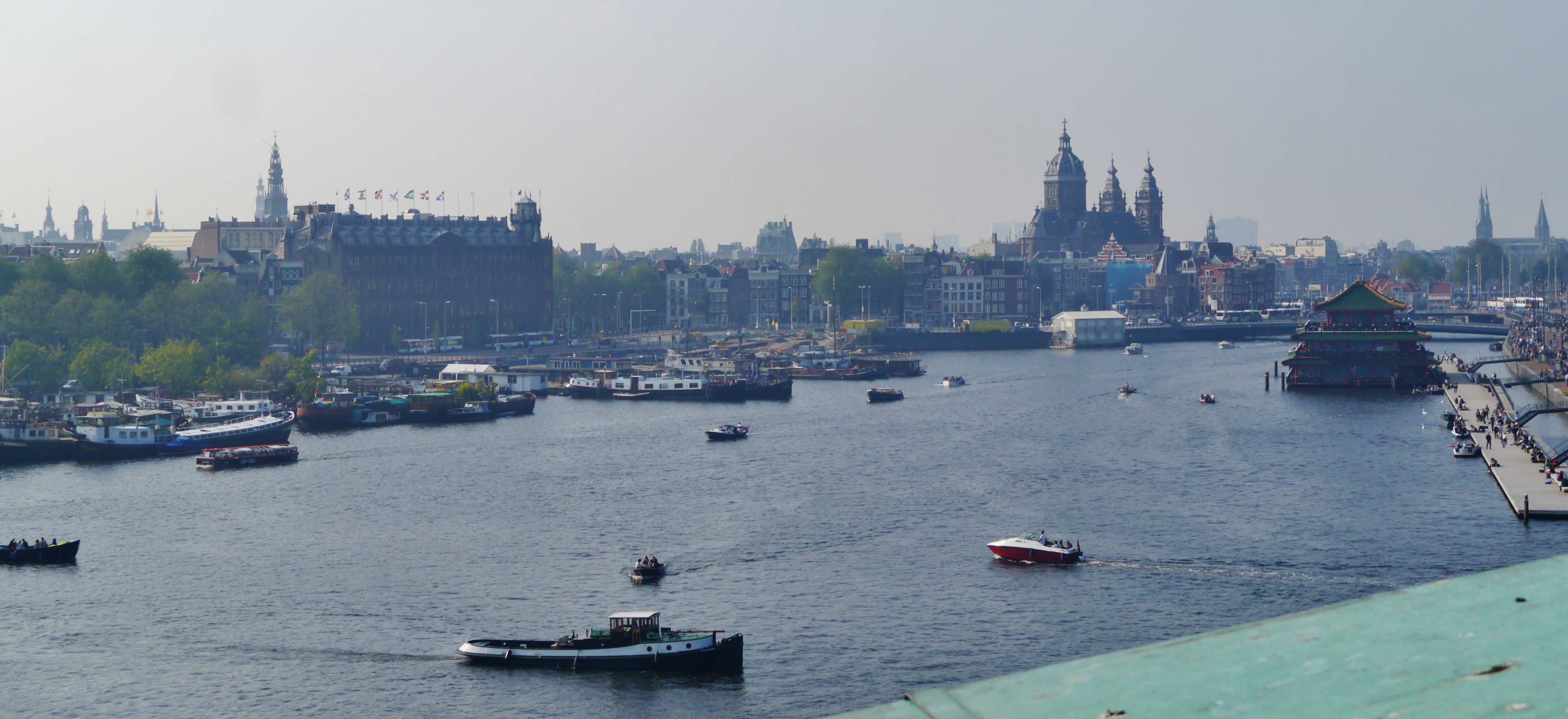 View from the Roof of the NEMO to the Oosterdok, Amsterdam, Province of North Holland, Netherlands