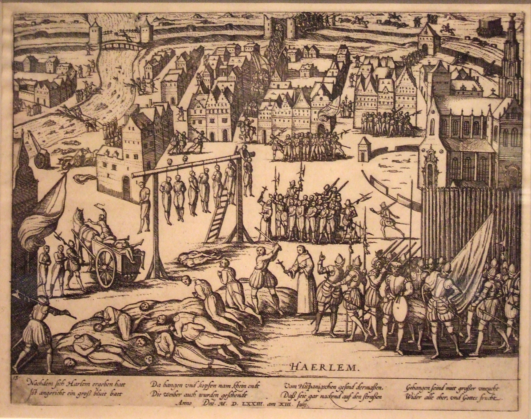 Beleg van Haarlem - executies door de Spanjaarden, ets
Origineel gefotografeerd in de dependance van het Rijksmuseum op Schiphol.
