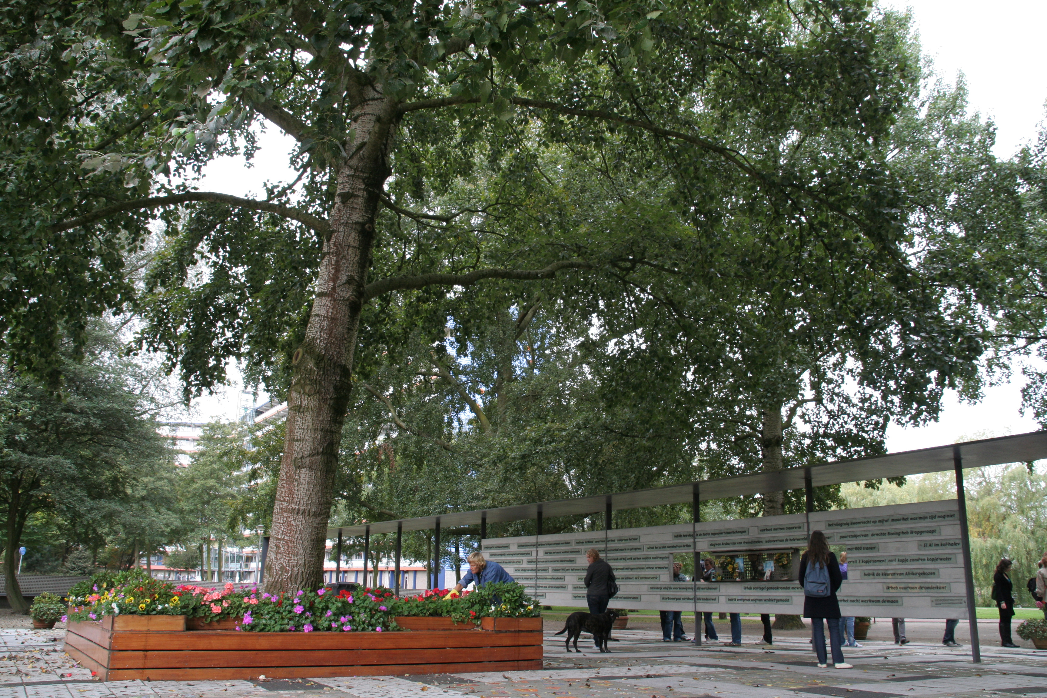 De boom die alles zag. Monument ter herdenking van de slachtoffers van Bijlmerramp in Amsterdam, 4 oktober 1992.