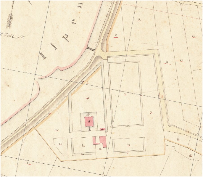 Old map of former Ilpenstein at Ilpendam, Netherlands