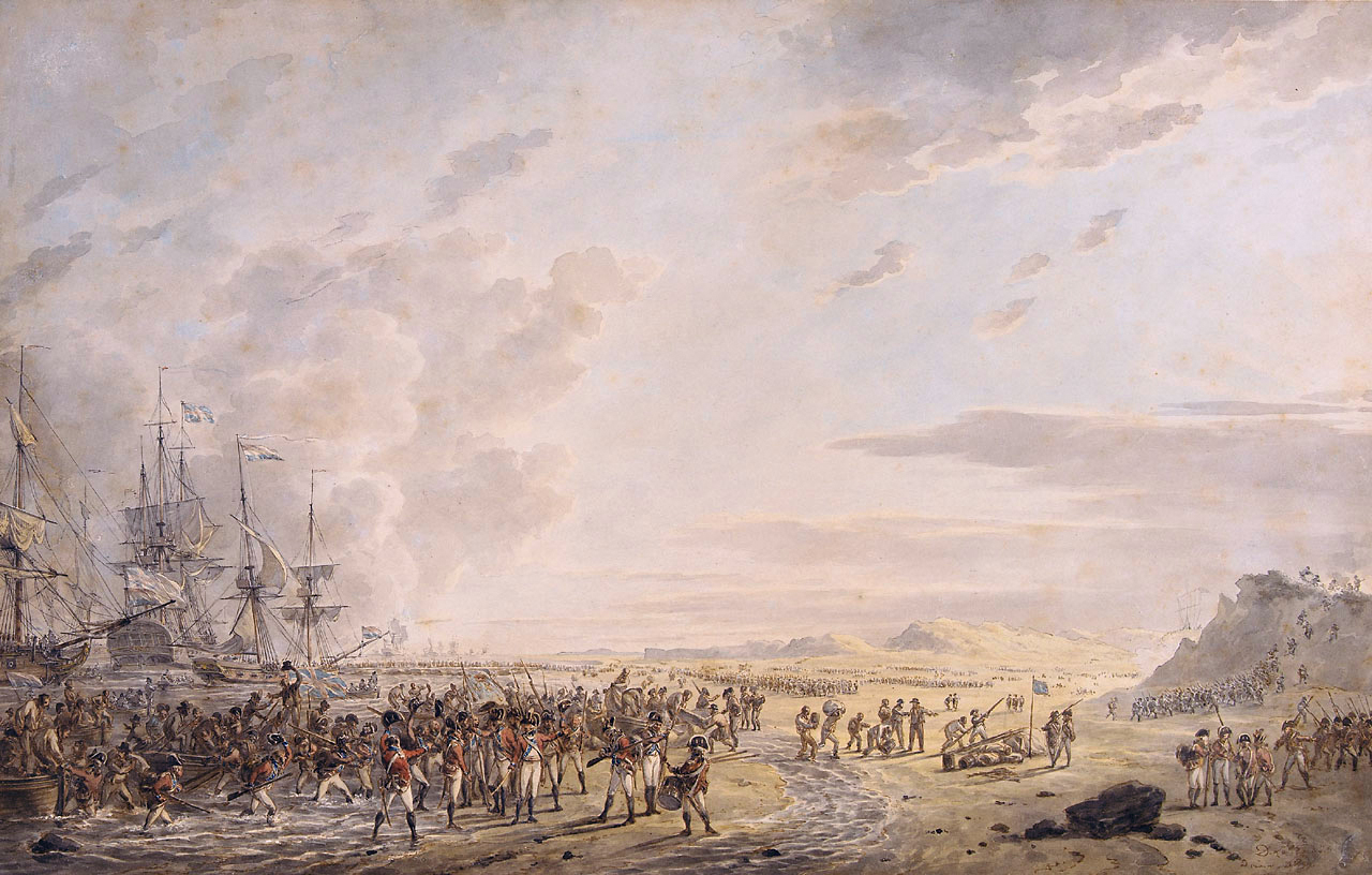 Landing of English troops at Calantsoog, North Holland on 27 August, 1799.
inscribed: ad vivem 1799
size: 24 x 37.8 cm
