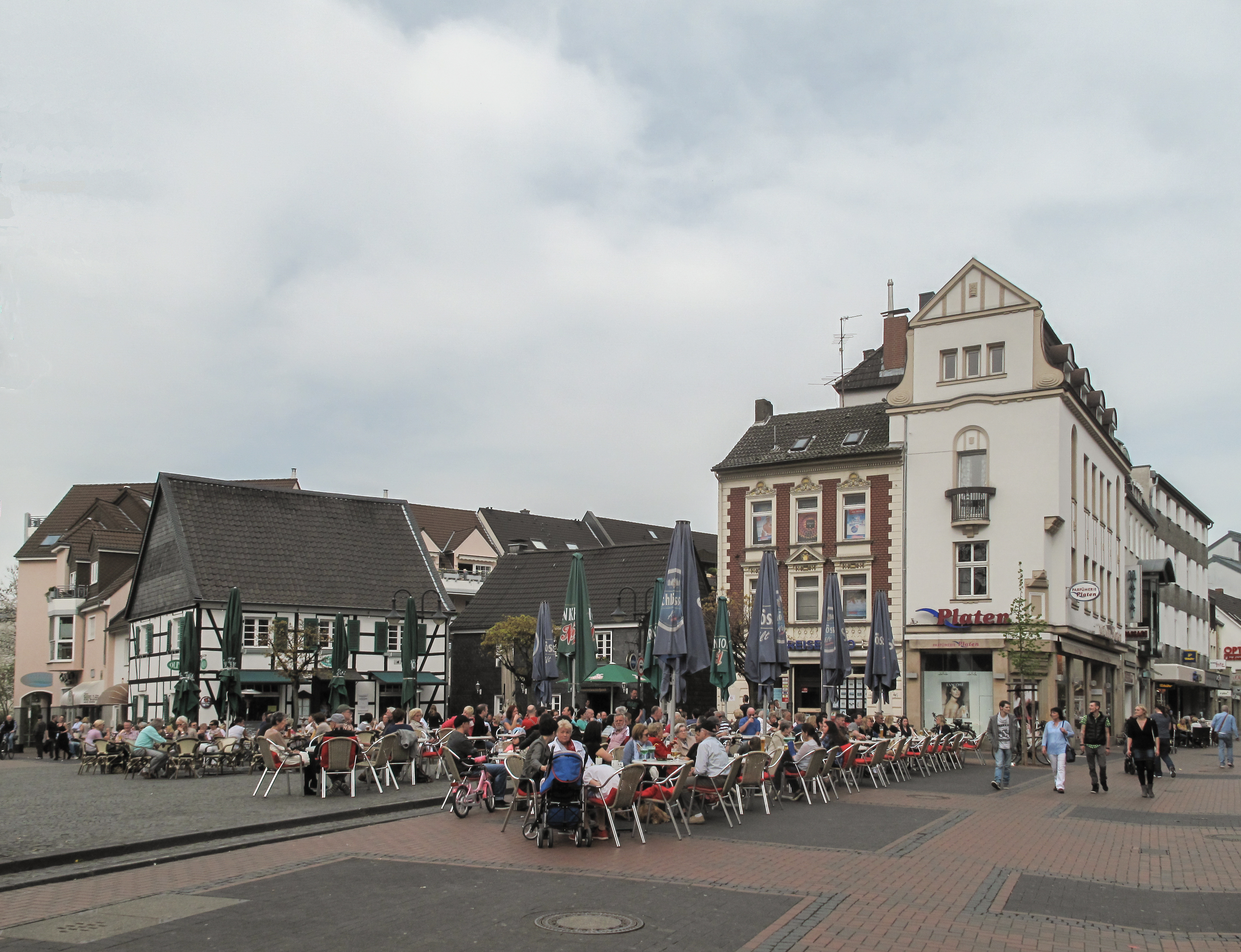 Hilden, view to market place at Mittelstrasse near number 85