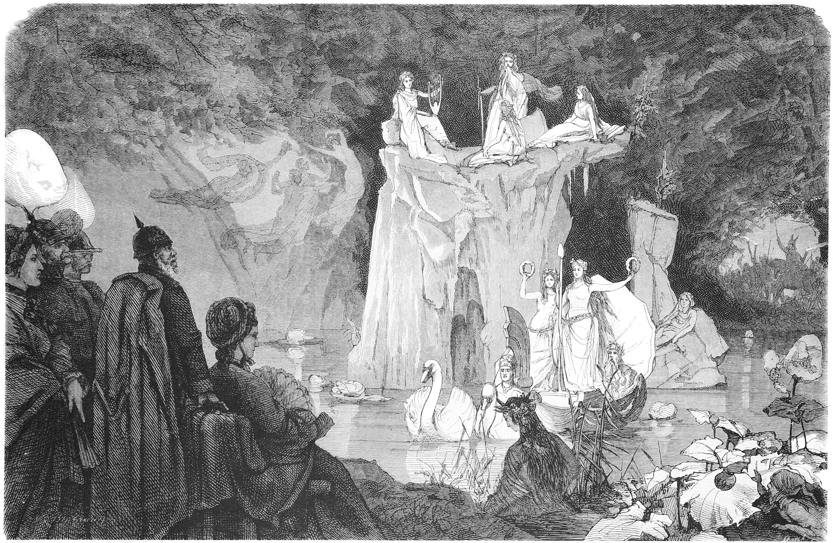 caption: "Der Nixenteich aus dem Malkastenfeste zu Düsseldorf.Nach der Natur aufgenommen von Wilhelm Beckmann in Düsseldorf."