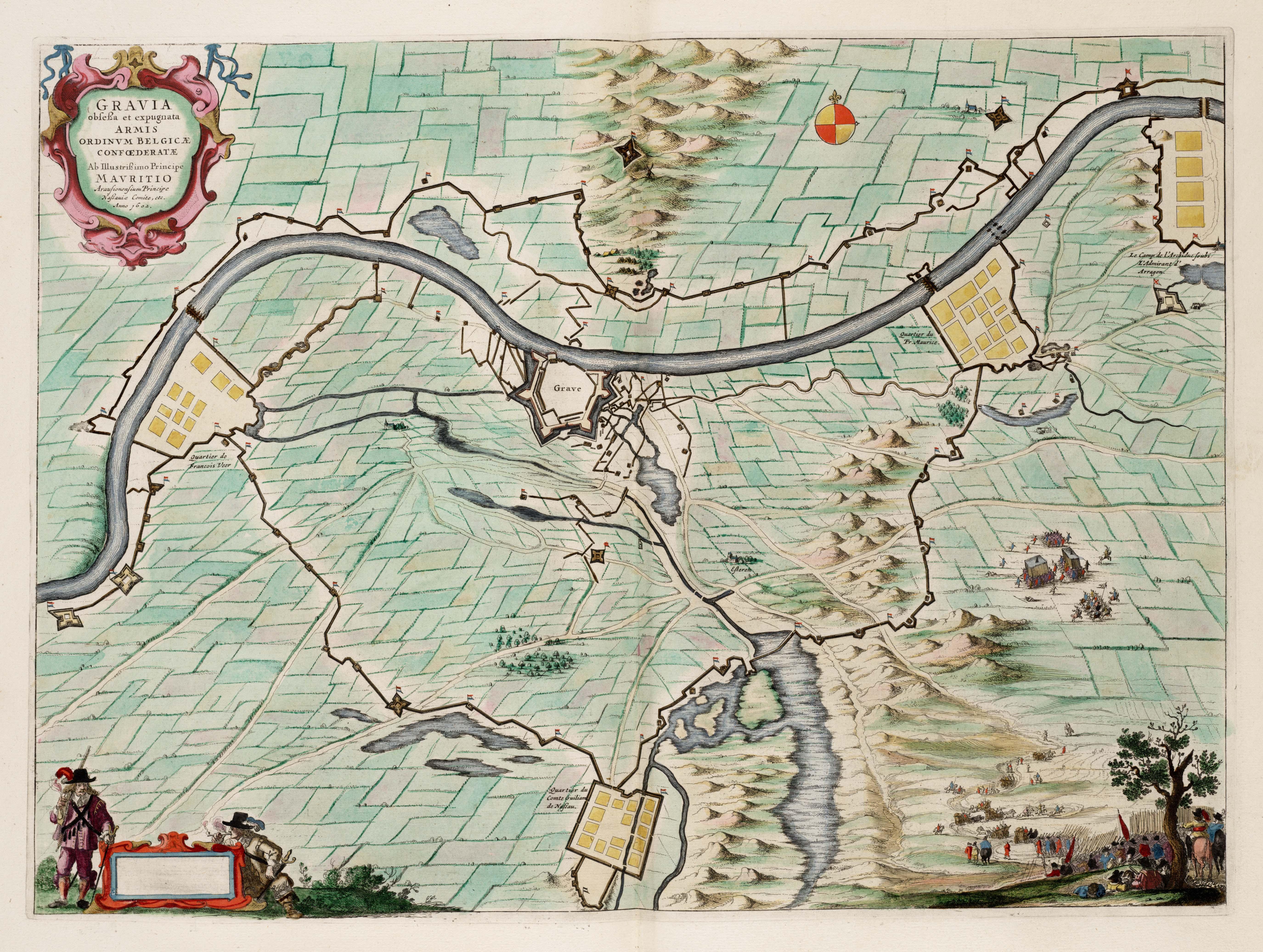 Map of the siege of Grave (The Netherlands) in 1602 by Maurice of Orange