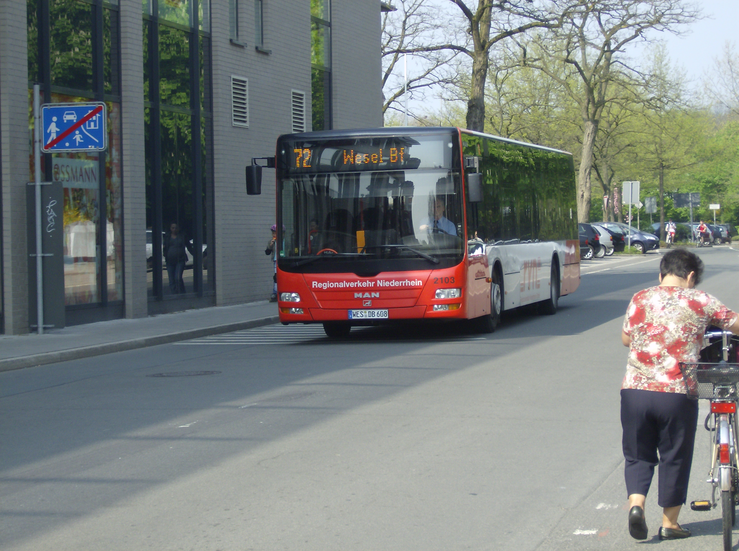 MAN Lion's City bus (#2103) in Wesel, Germany. Regionalverkehr Niederrhein GmbH (RVN) from Wesel operator.