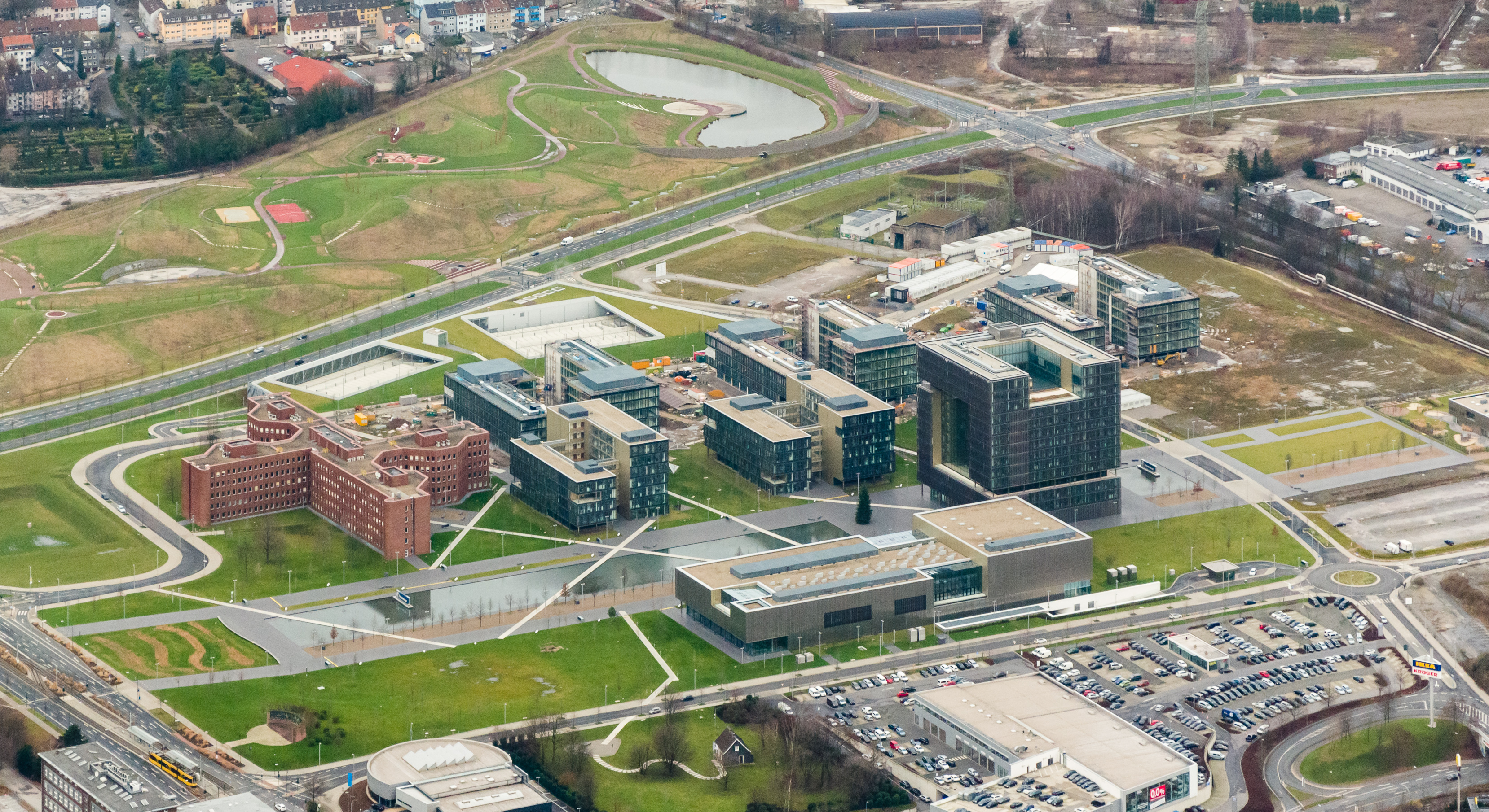 Aerial photo of ThyssenKrupp Headquarters, direction NW