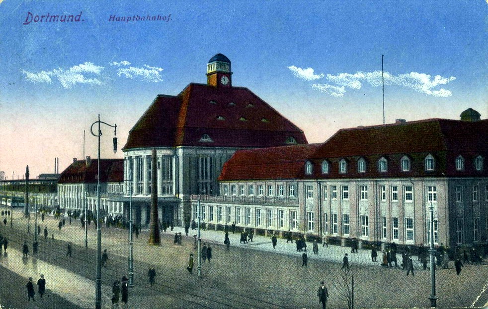 Historische Postkarte, Dortmund Hauptbahnhof