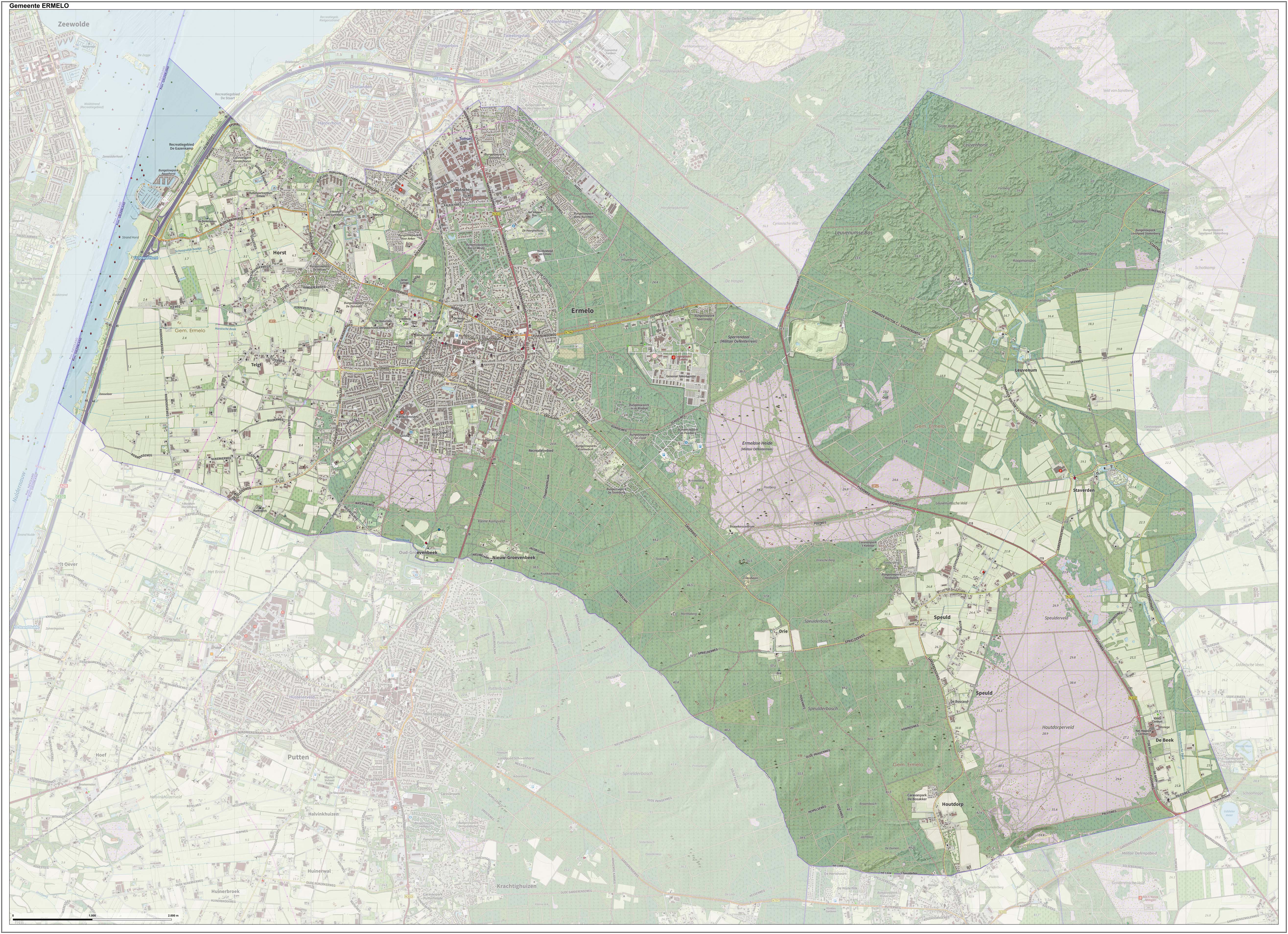 Topografische gemeentekaart. Resolutie: 400 pixels/km.
Kaartbeeld samengesteld uit de open geodata van de Top10NL en Top25namen (Kadaster), Creative Commons-BY licentie. Gebouwvlakken uit open geodata BAG extract. Wegen uit de OpenStreetMap, OpenStreetMap community. Reliëfschaduw uit de Actuele Hoogtekaart AHN2.

Samenstelling en kleurenschema: Jan-Willem van Aalst, met QGIS. Zie ook de Legenda.