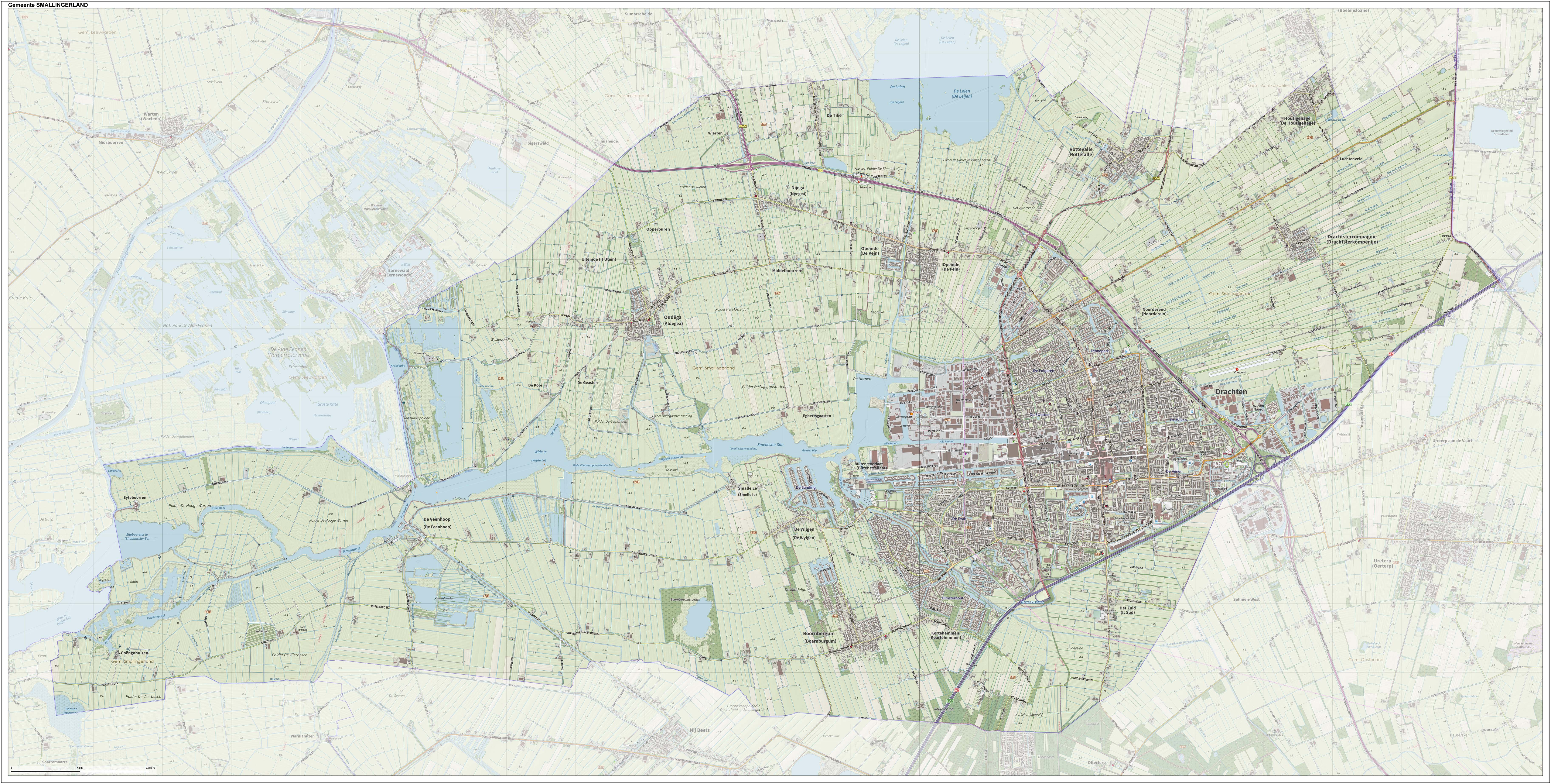 Topografische gemeentekaart. Resolutie: 400 pixels/km.
Kaartbeeld samengesteld uit de open geodata van de Top10NL en Top25namen (Kadaster), Creative Commons-BY licentie. Gebouwvlakken uit open geodata BAG extract. Wegen uit de OpenStreetMap, OpenStreetMap community. Reliëfschaduw uit de Actuele Hoogtekaart AHN2.

Samenstelling en kleurenschema: Jan-Willem van Aalst, met QGIS. Zie ook de Legenda.