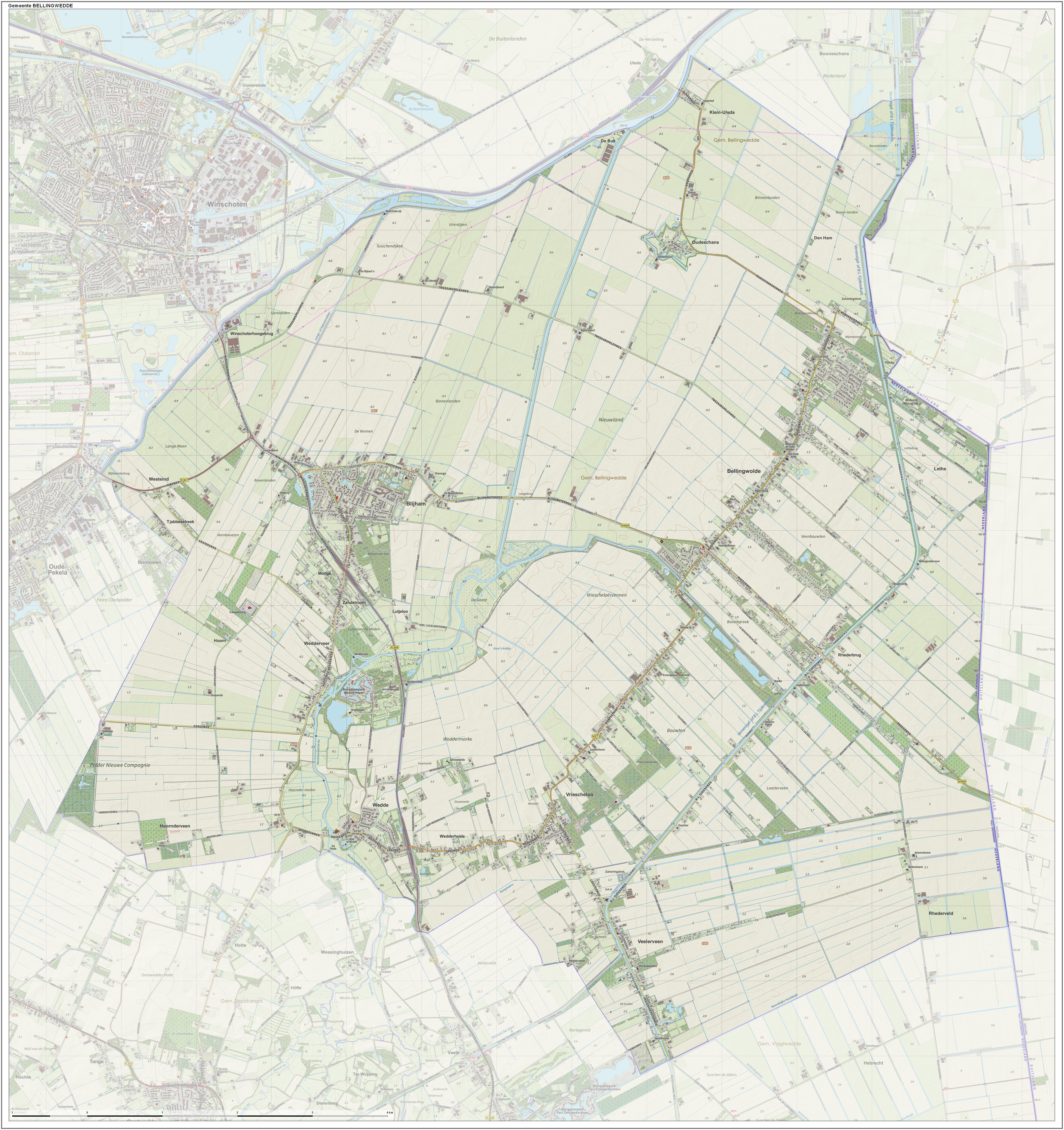 Topografische gemeentekaart. Resolutie: 400 pixels/km.
Kaartbeeld samengesteld uit de open geodata van de Top10NL en Top25namen (Kadaster), Creative Commons-BY licentie. Gebouwvlakken uit open geodata BAG extract. Wegen uit de OpenStreetMap, OpenStreetMap community. Reliëfschaduw uit de Actuele Hoogtekaart AHN2.

Samenstelling en kleurenschema: Jan-Willem van Aalst, met QGIS. Zie ook de Legenda.