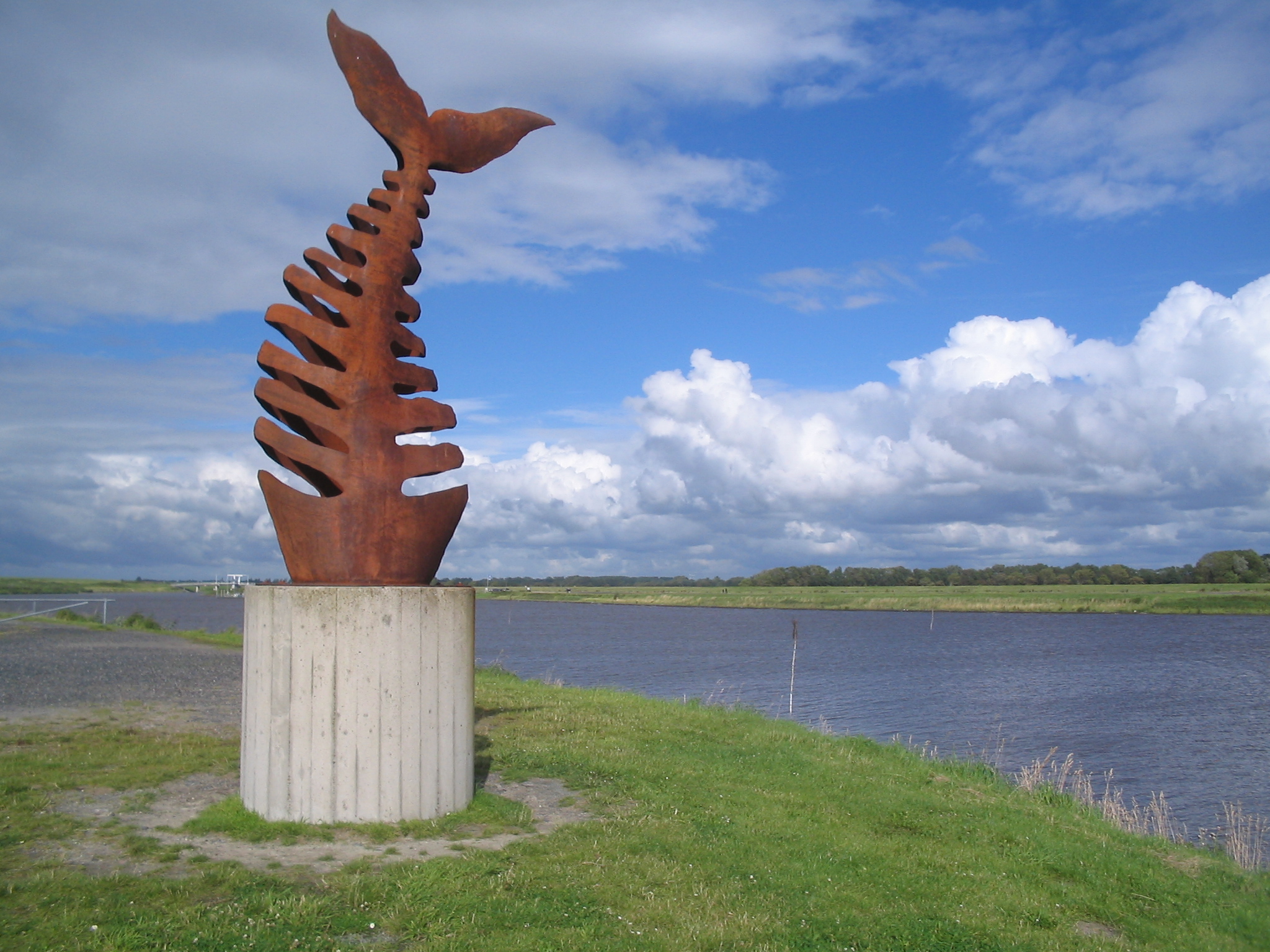 Skeleton of a fisch at the harbour exit of Greetsiel, East Frisia, on the German shores of the North Sea