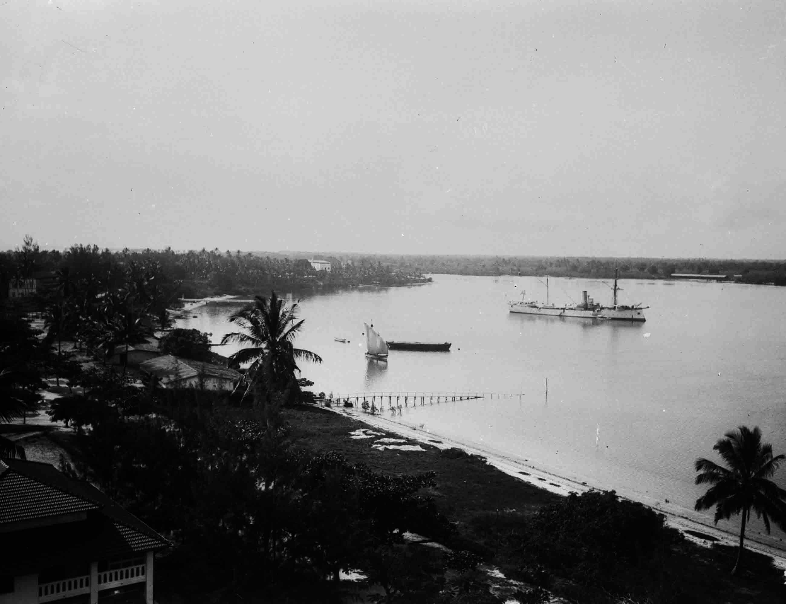 Small Cruiser SMS Seeadler in the Harbour of Dar es Salaam, German East Africa.