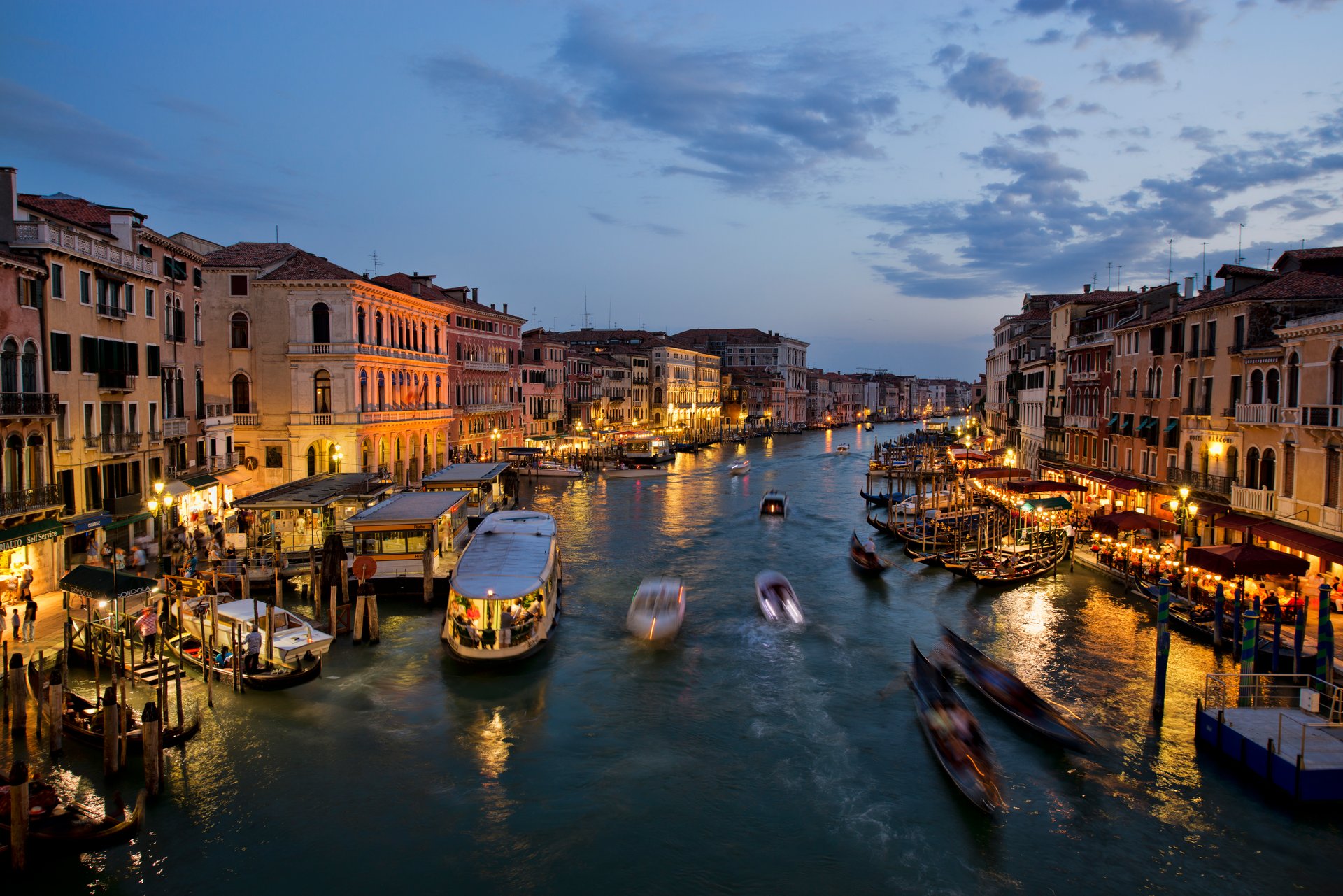 venice grand canal rialto bridge 2012 evening italy