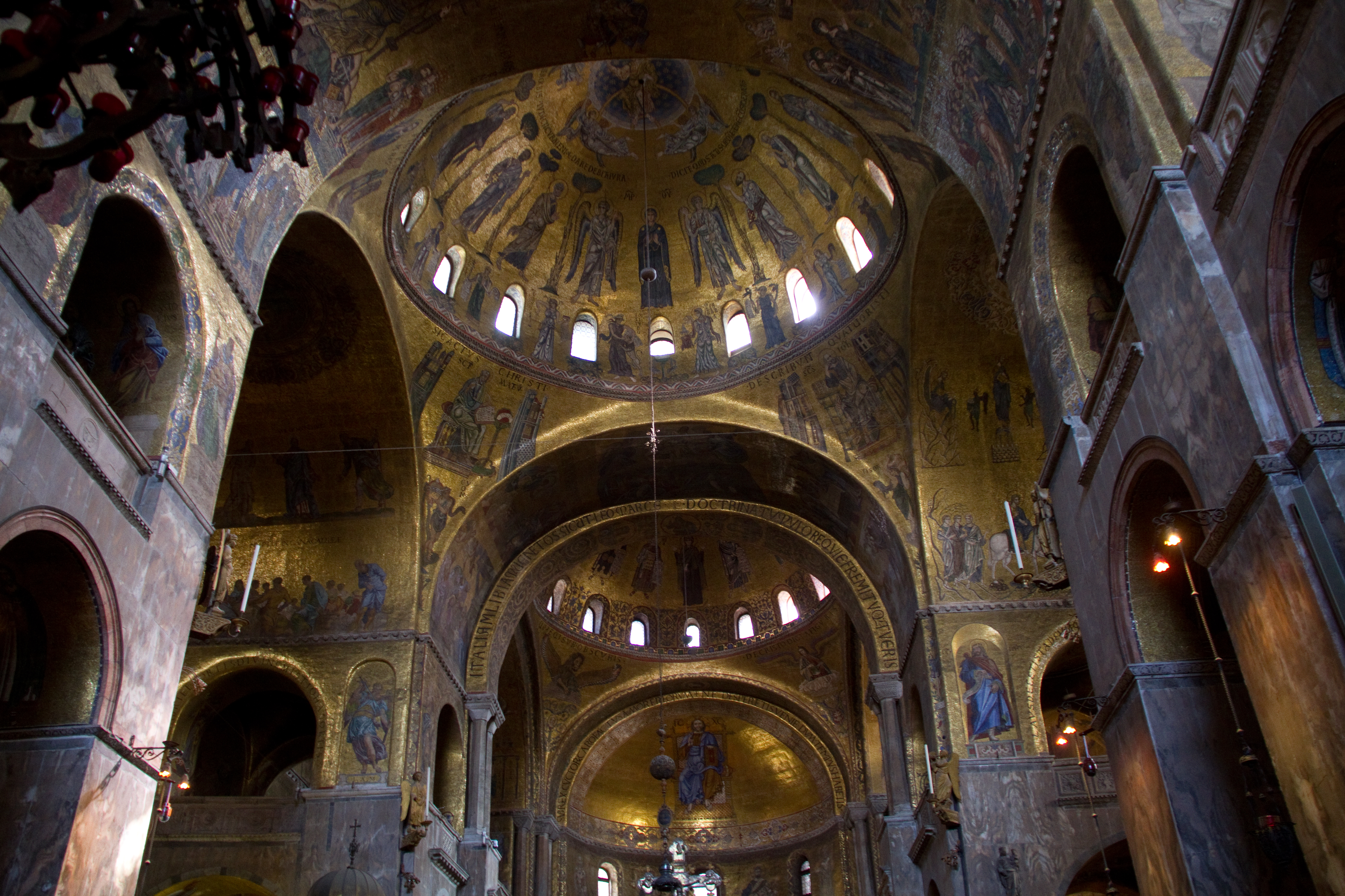 The nave of Saint Mark's Basilica, looking East, with the Dome of the Ascension above