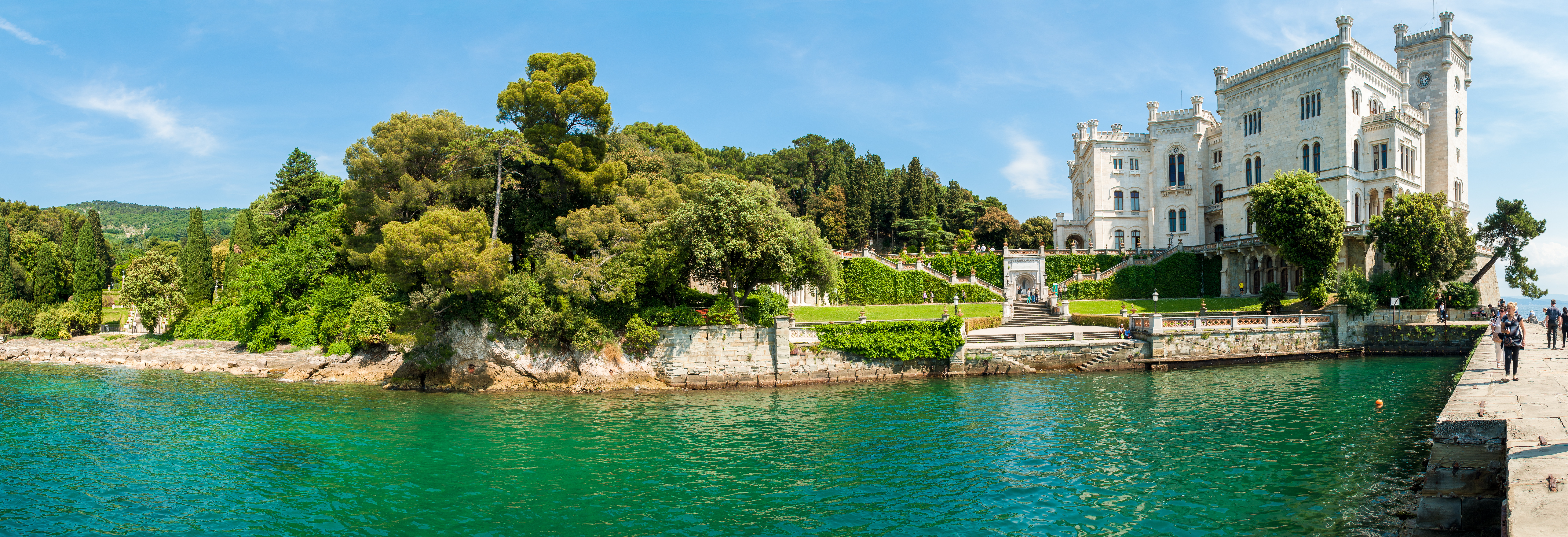 Panorama of Miramare castle near Trieste, Italy
