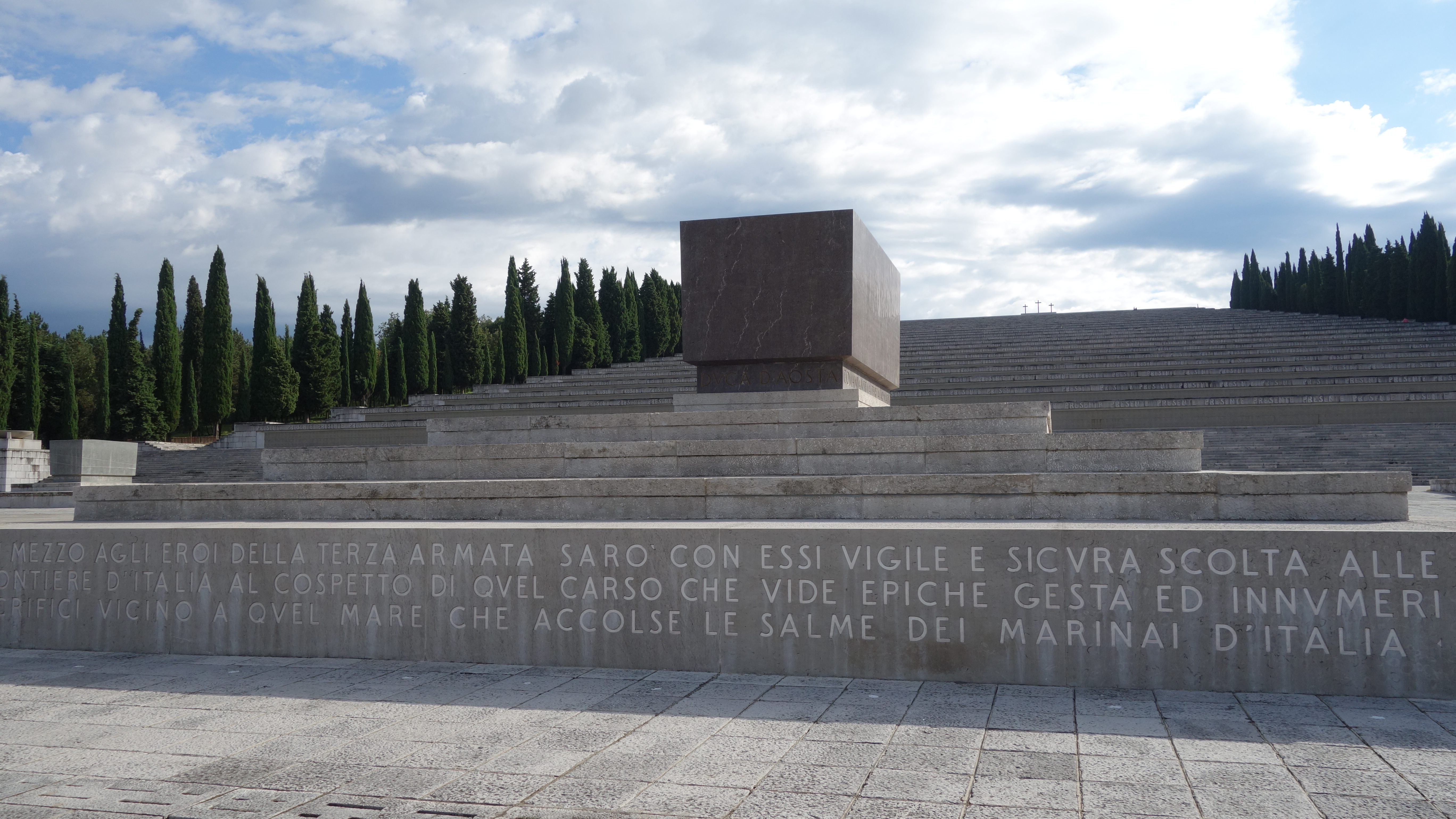 Redipuglia War Memorial, August 2014. In the foreground is the tomb of the Duke of Aosta.