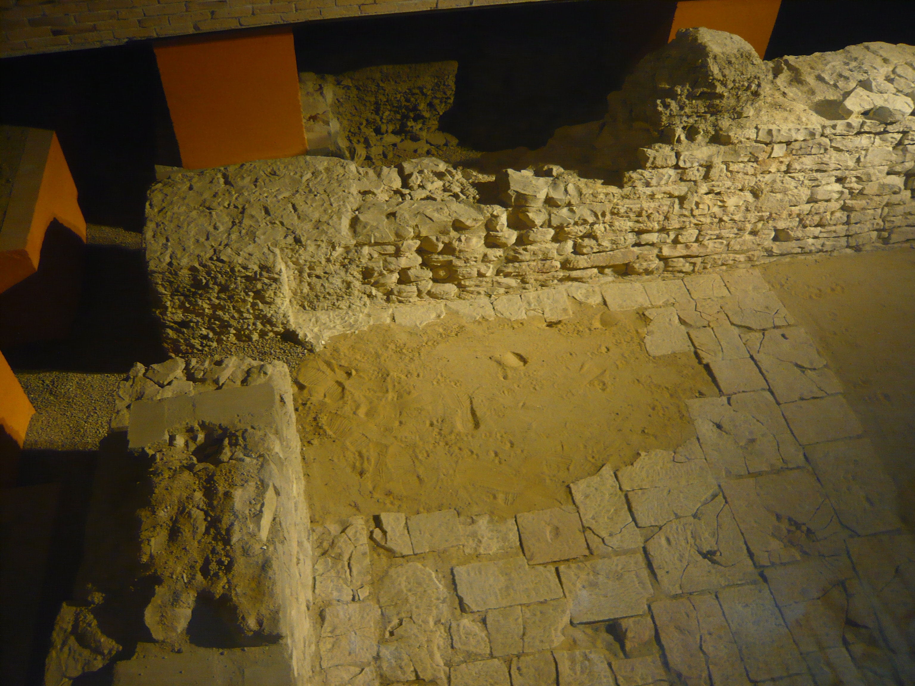 Ruins of the Church of the Virgin Mary in the Prague Castle, as photographed through the public viewing window.