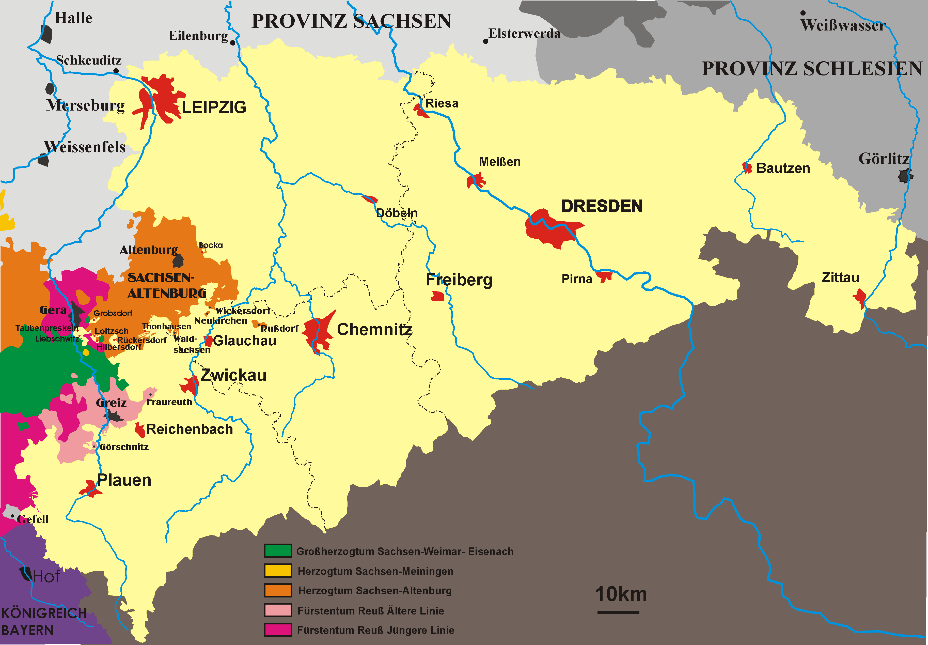 Map of kingdom Saxony in the 19th century 1815-1918

self made by störfix