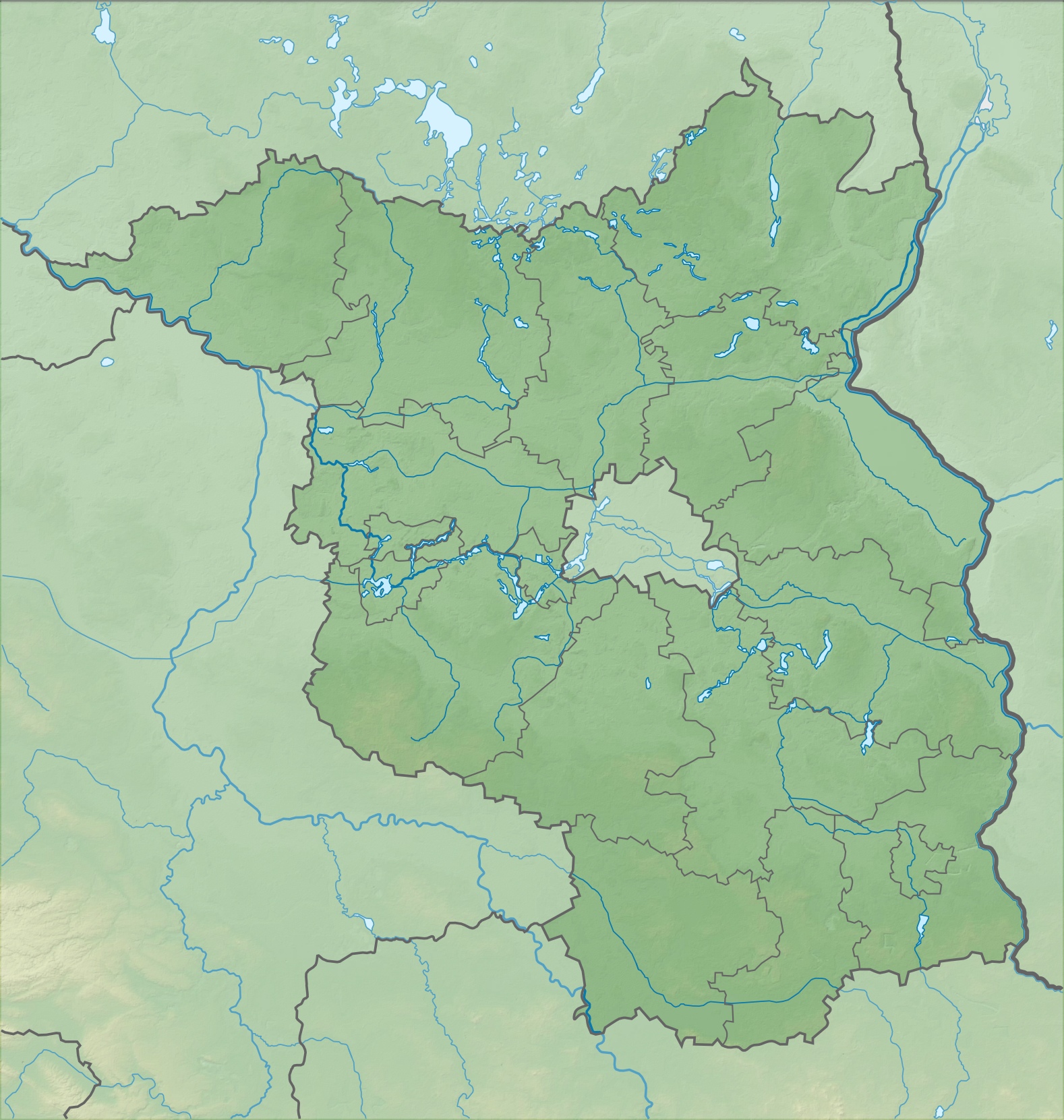 Physical Location map of Brandenburg, Germany